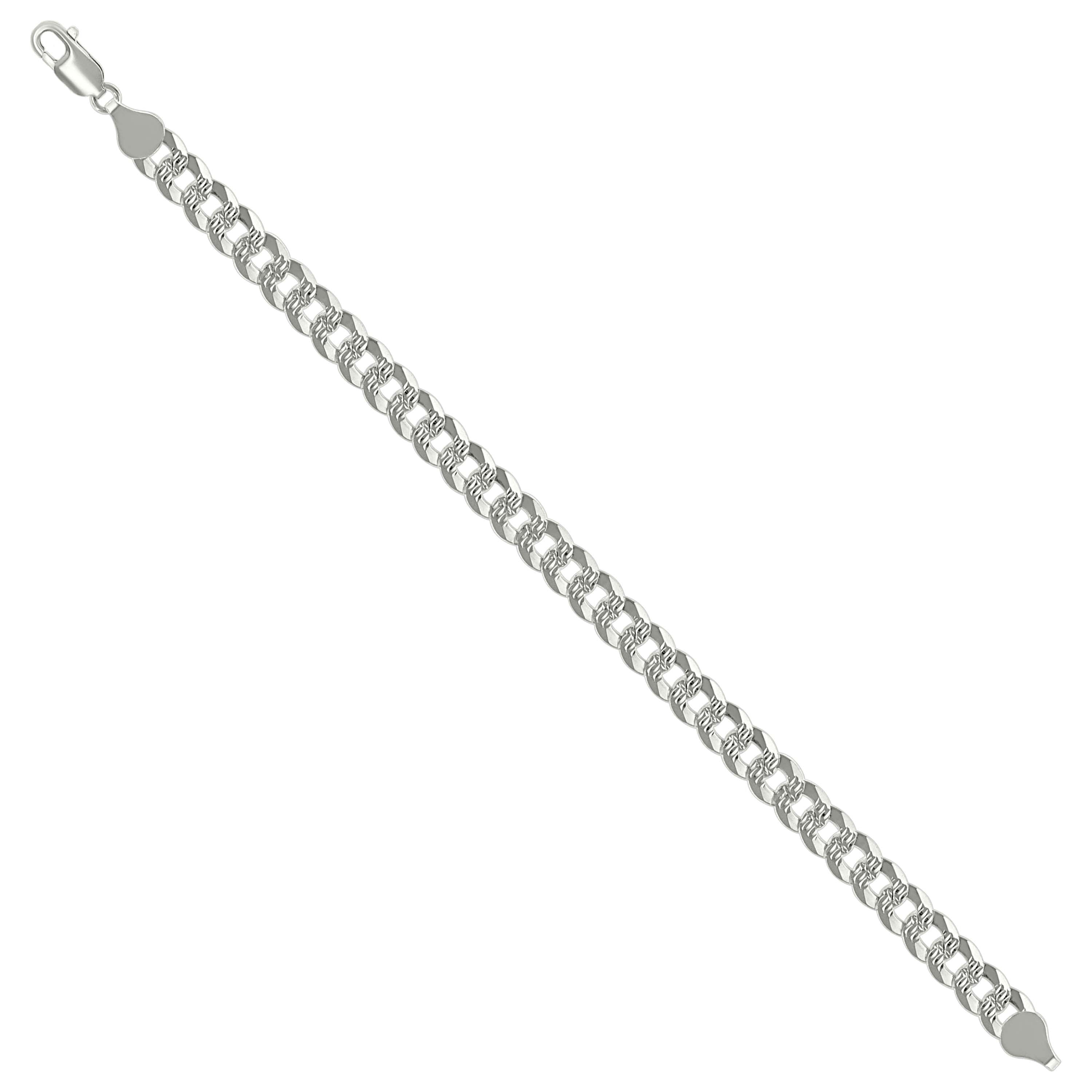 925 Sterling Silver Solid Pave Super Flat Cuban Chain Silver 080 3mm