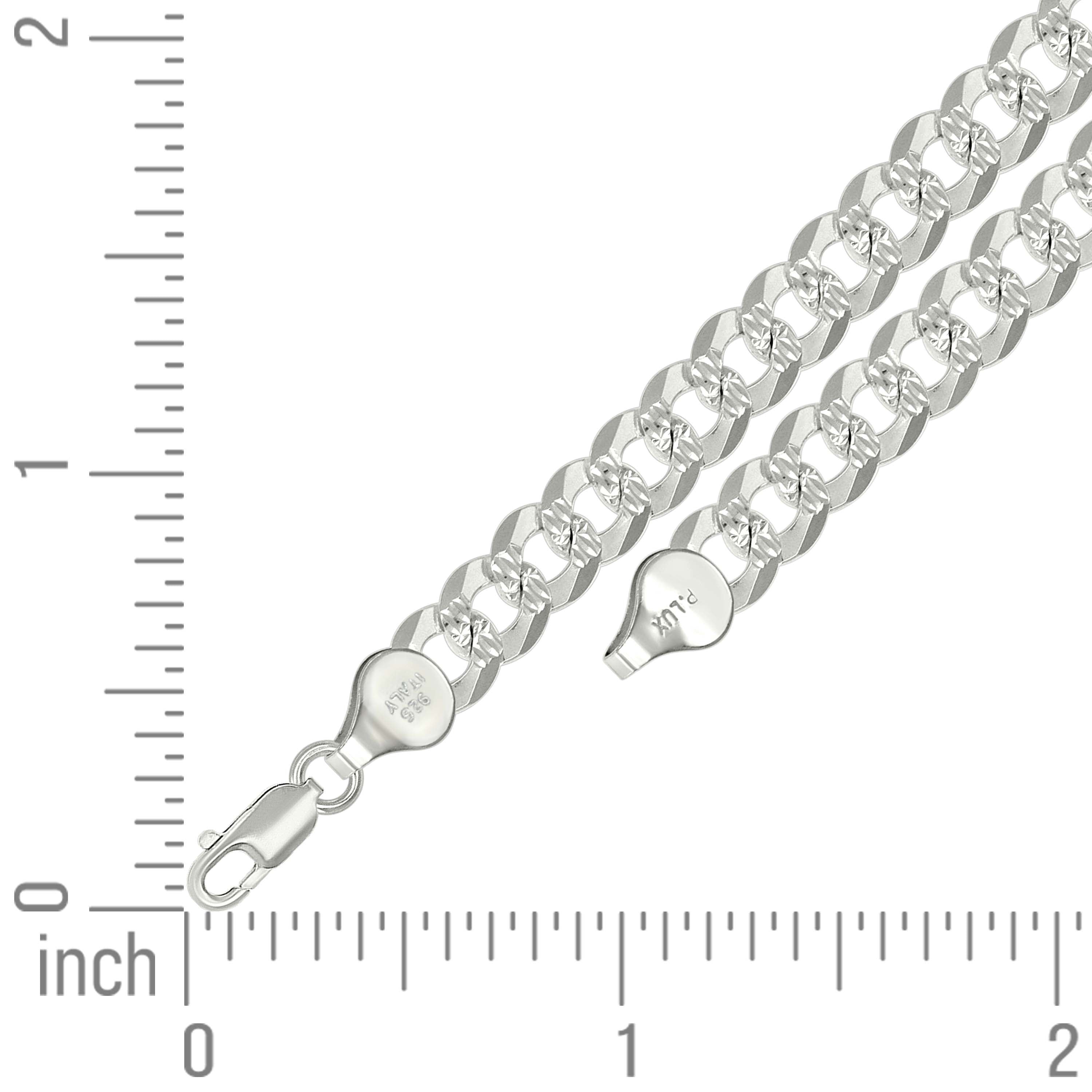 925 Sterling Silver Solid Pave Super Flat Cuban Chain Silver 080 3mm