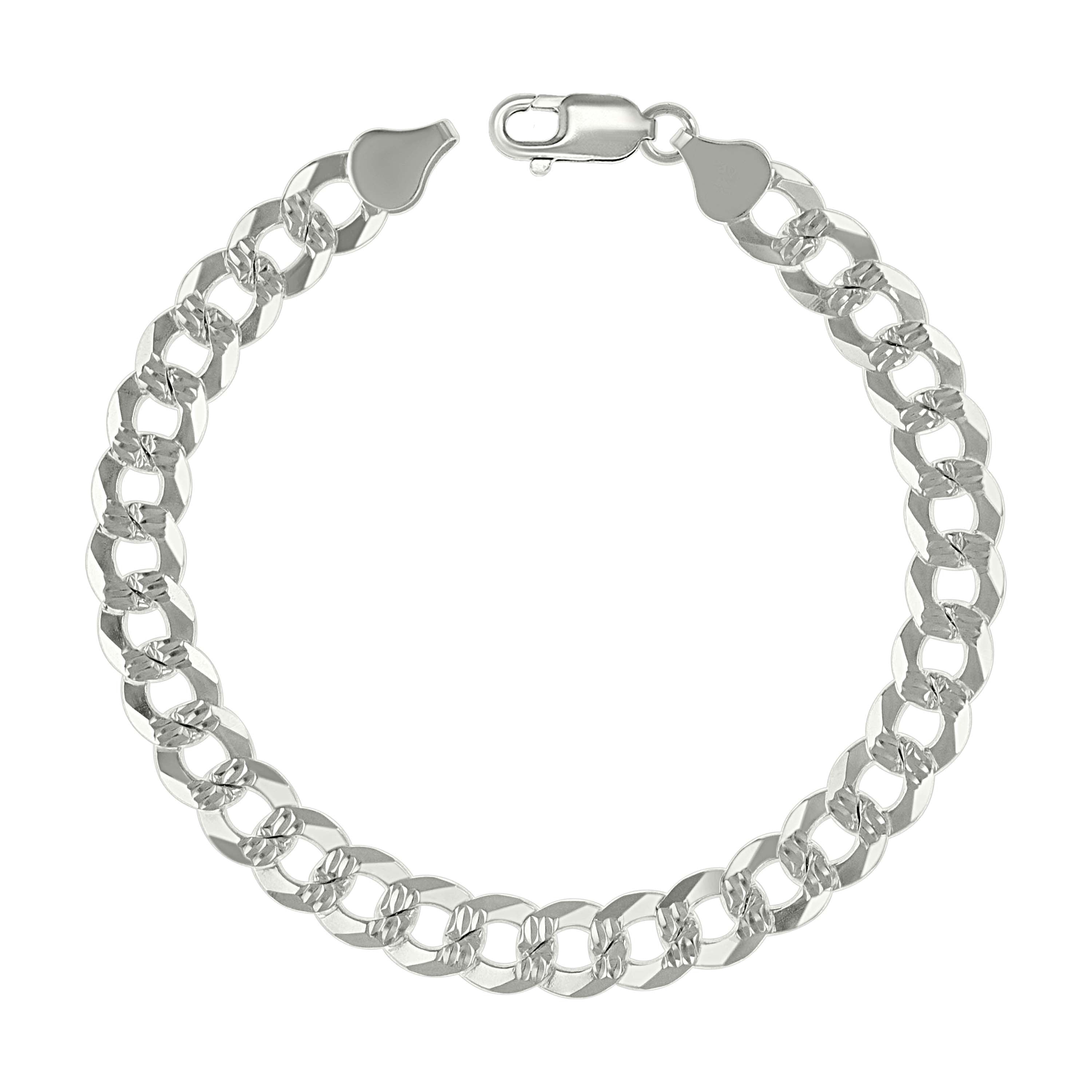 925 Sterling Silver Solid Pave Super Flat Cuban Chain Silver 080 3mm