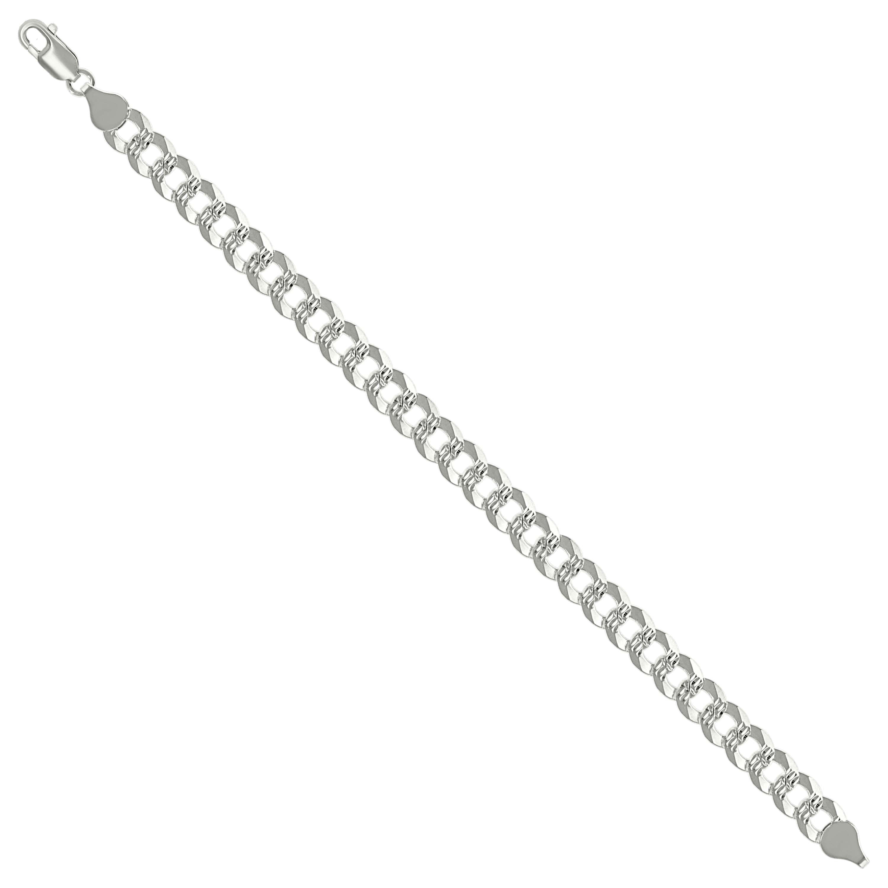 925 Sterling Silver Solid Pave Super Flat Cuban Chain Silver 080 3mm
