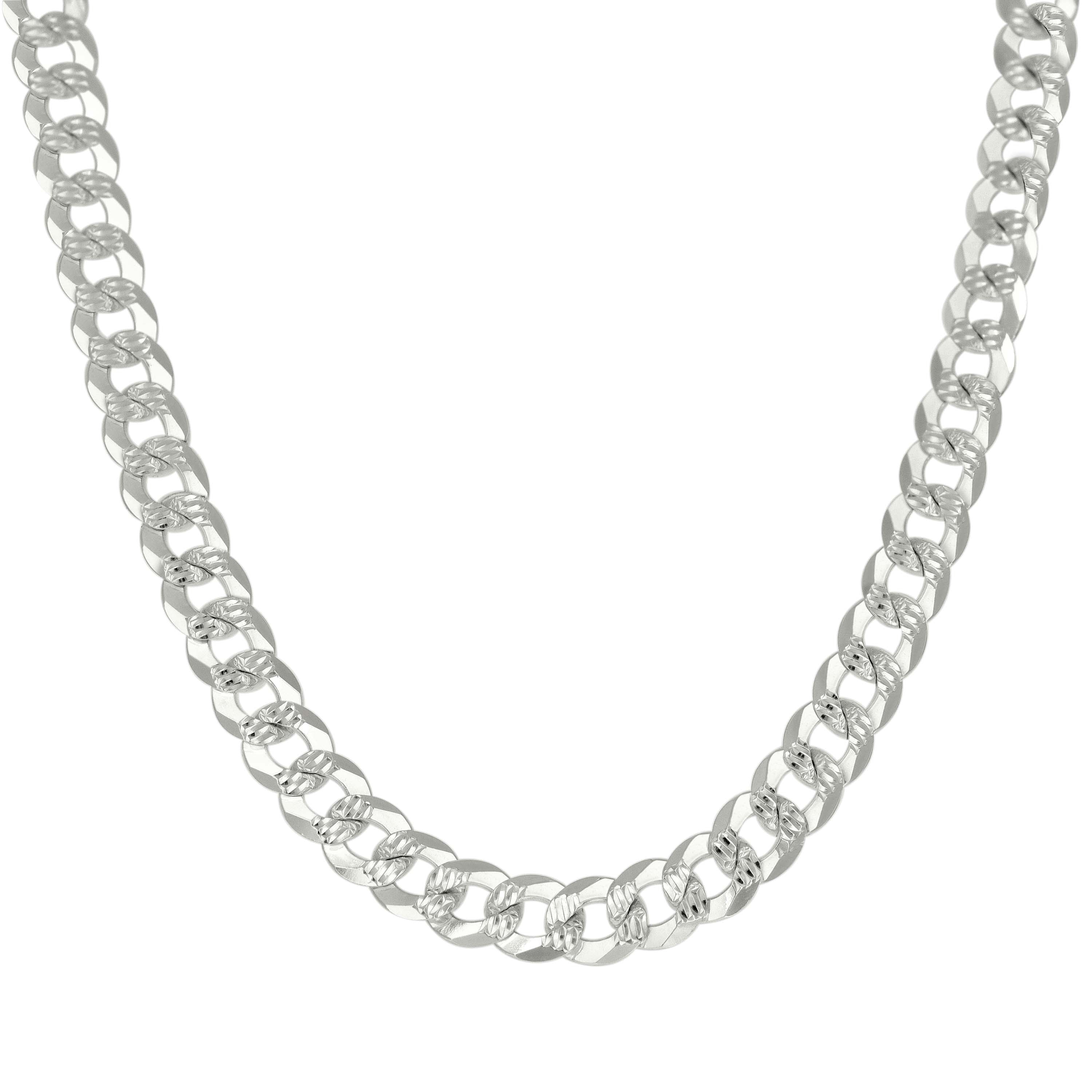 925 Sterling Silver Solid Pave Super Flat Cuban Chain Silver 080 3mm