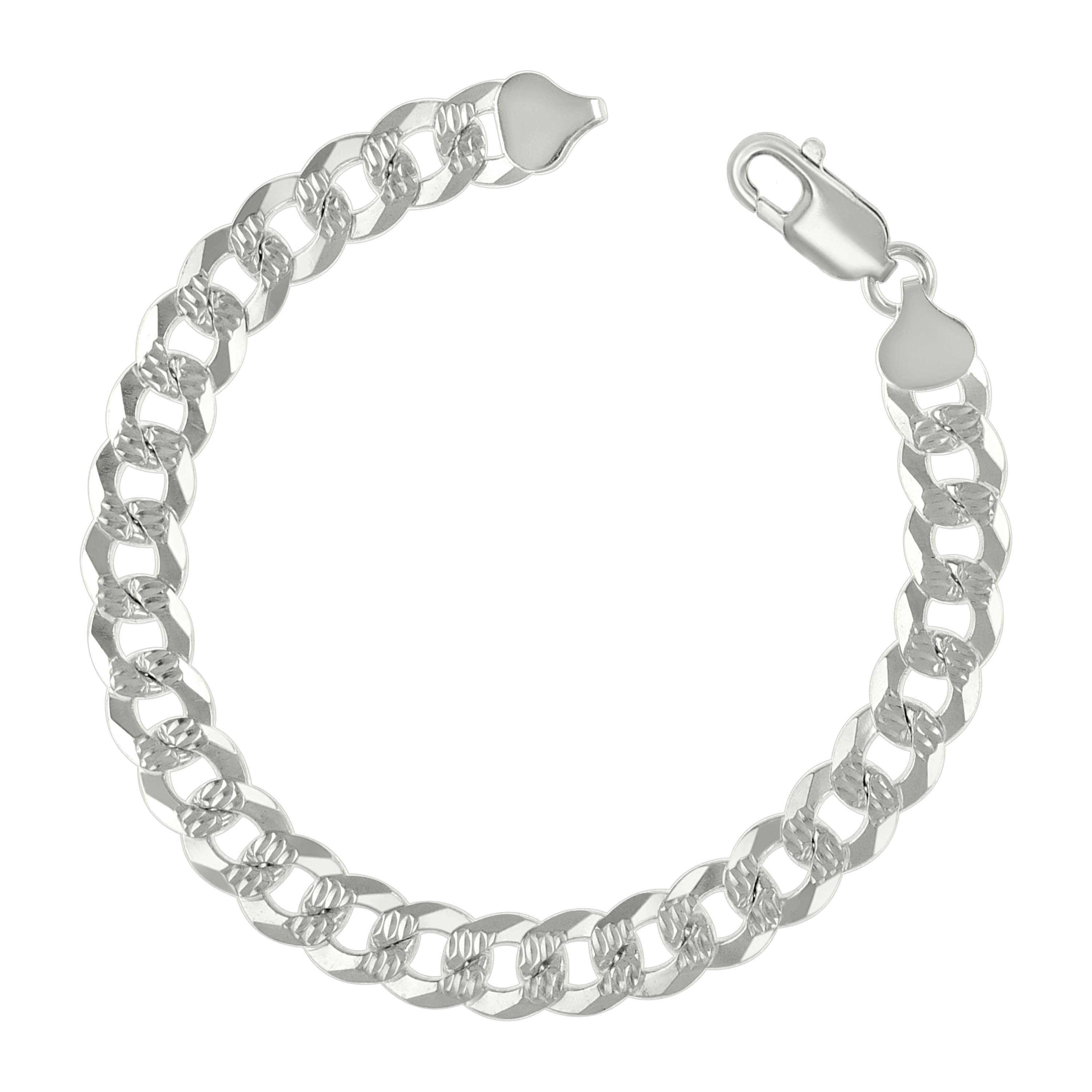 925 Sterling Silver Solid Pave Super Flat Cuban Chain Silver 080 3mm