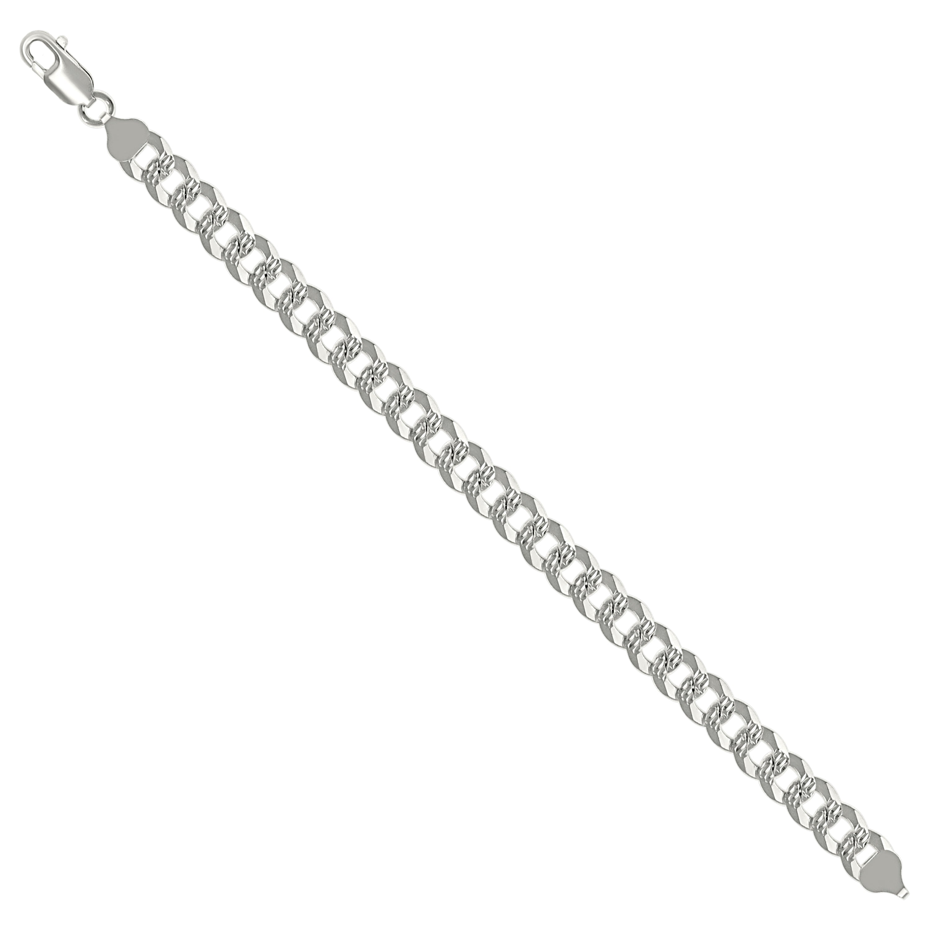 925 Sterling Silver Solid Pave Super Flat Cuban Chain Silver 080 3mm