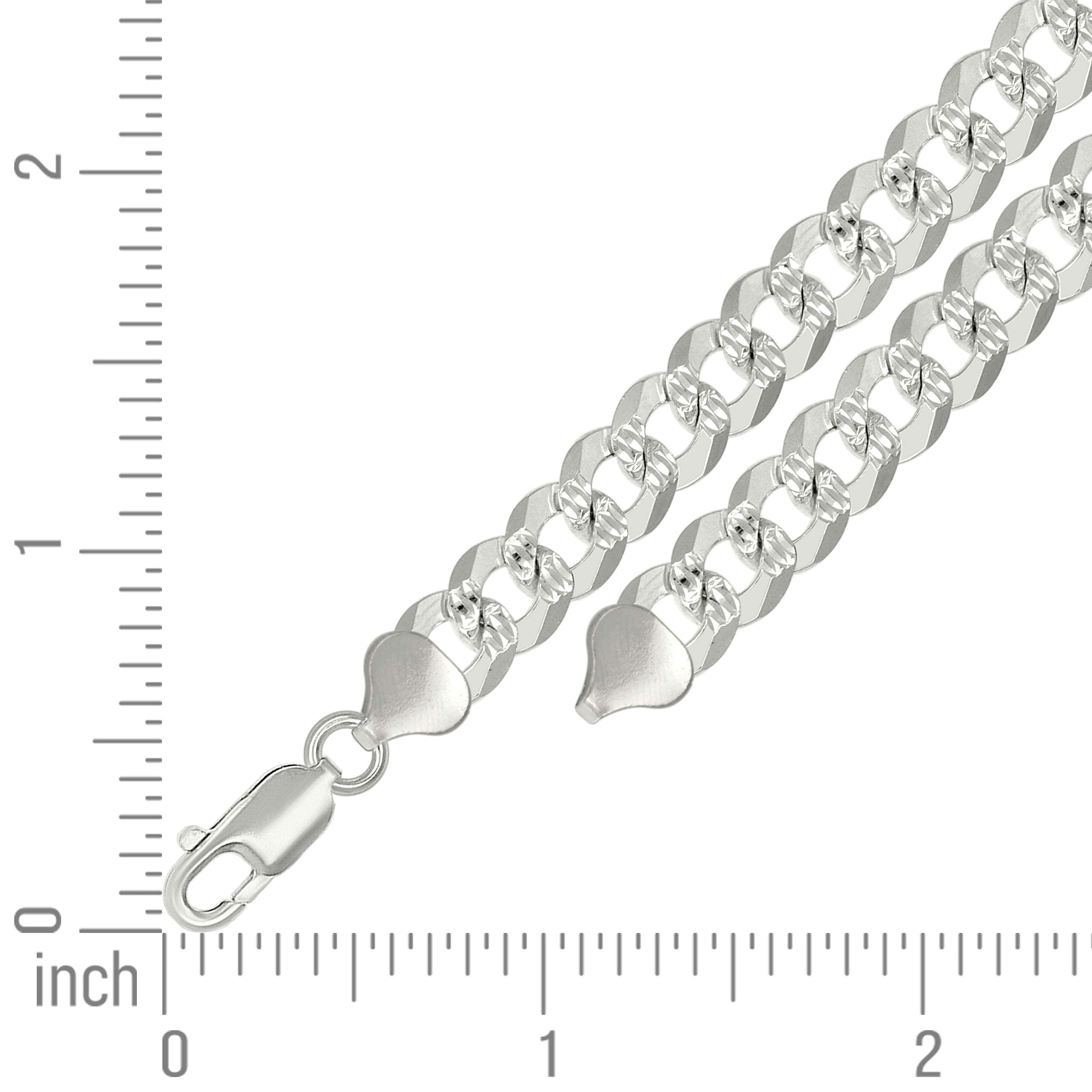 925 Sterling Silver Solid Pave Super Flat Cuban Chain Silver 080 3mm