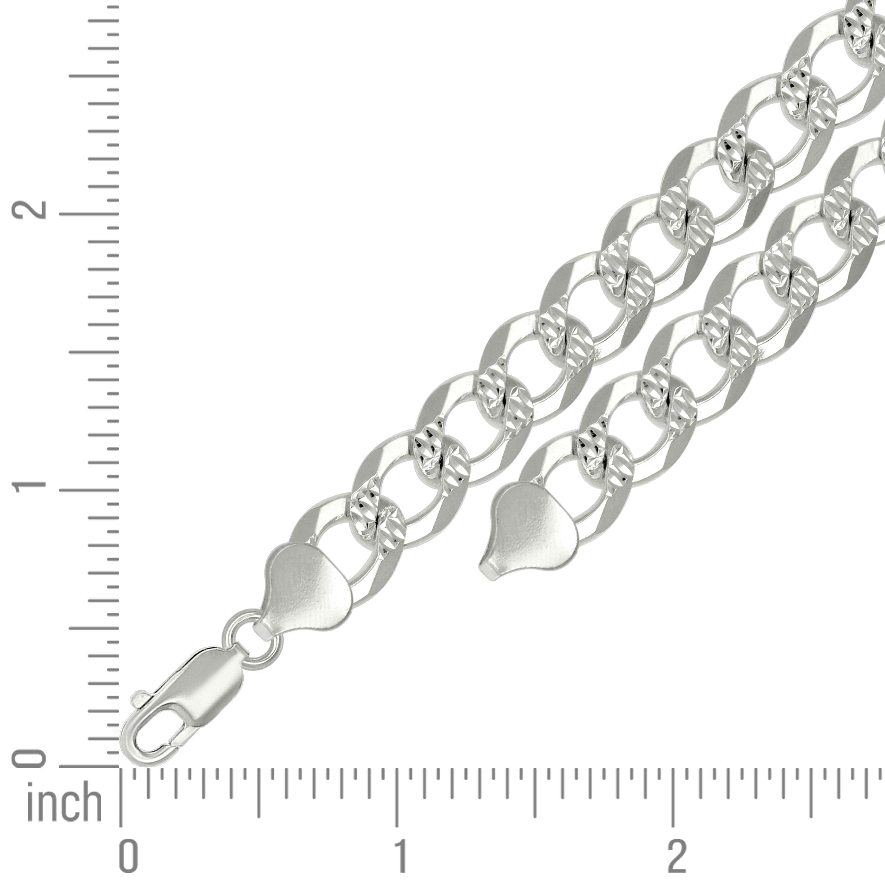 925 Sterling Silver Solid Pave Super Flat Cuban Chain Silver 300 10.8M
