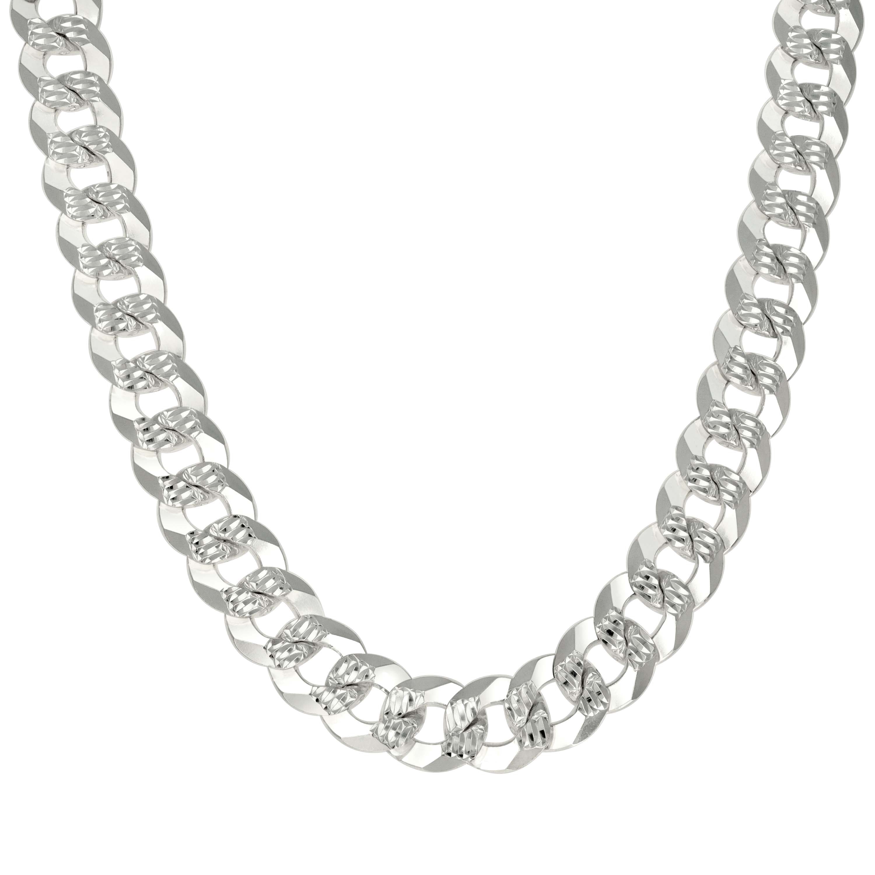 925 Sterling Silver Solid Pave Super Flat Cuban Chain Silver 080 3mm