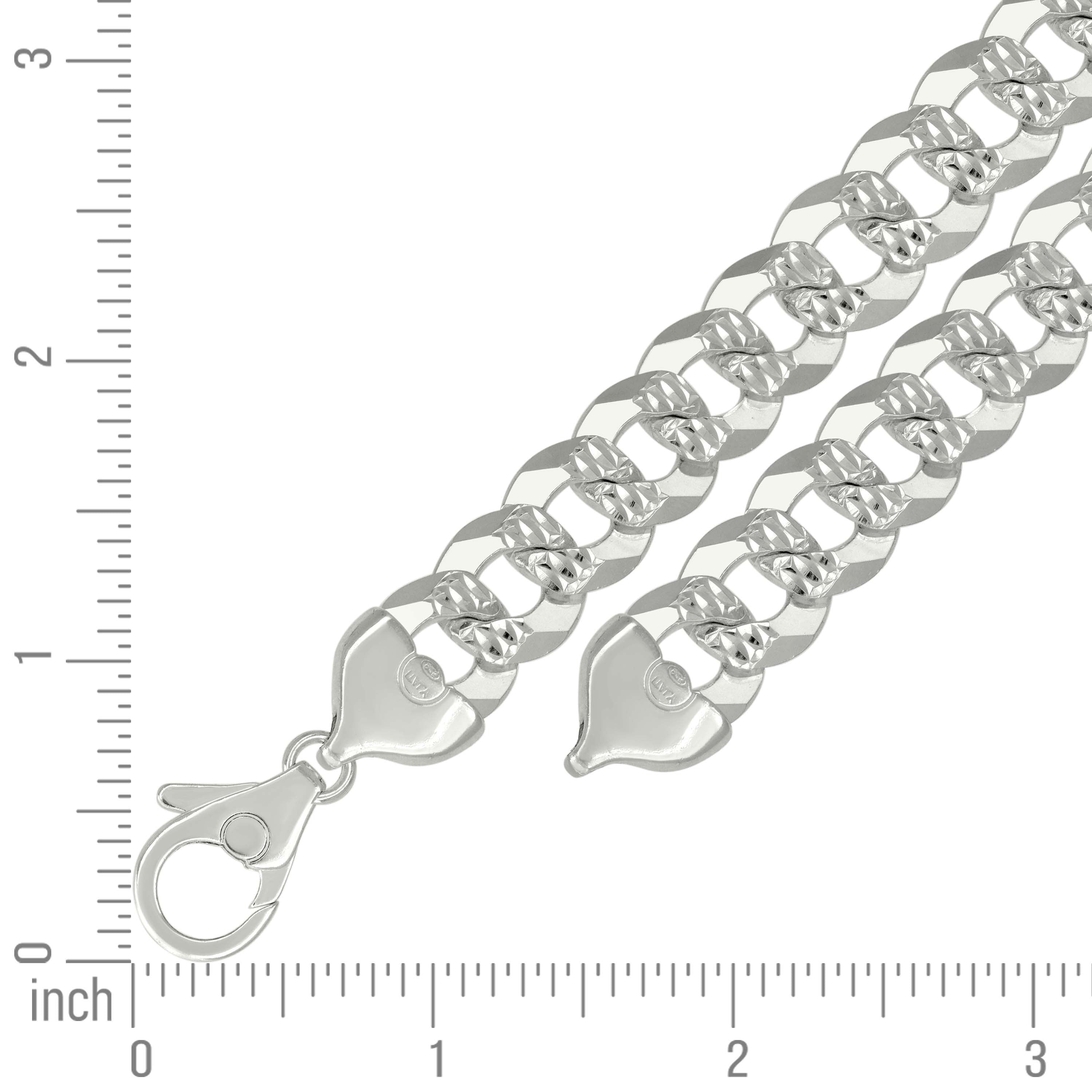 925 Sterling Silver Solid Pave Super Flat Cuban Chain Silver 080 3mm