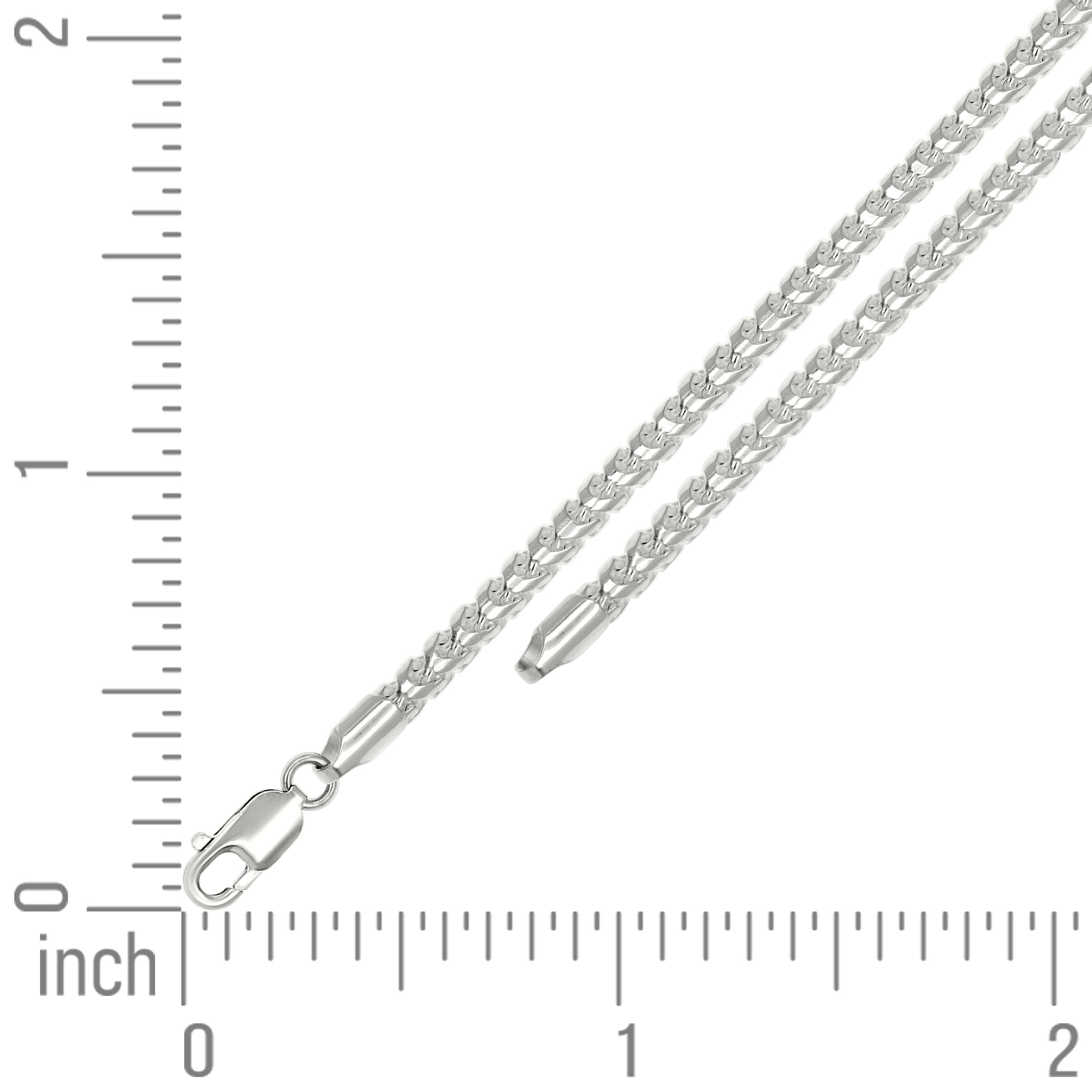 925 Silver Solid Franco Chain Rhodium 030 0.5mm