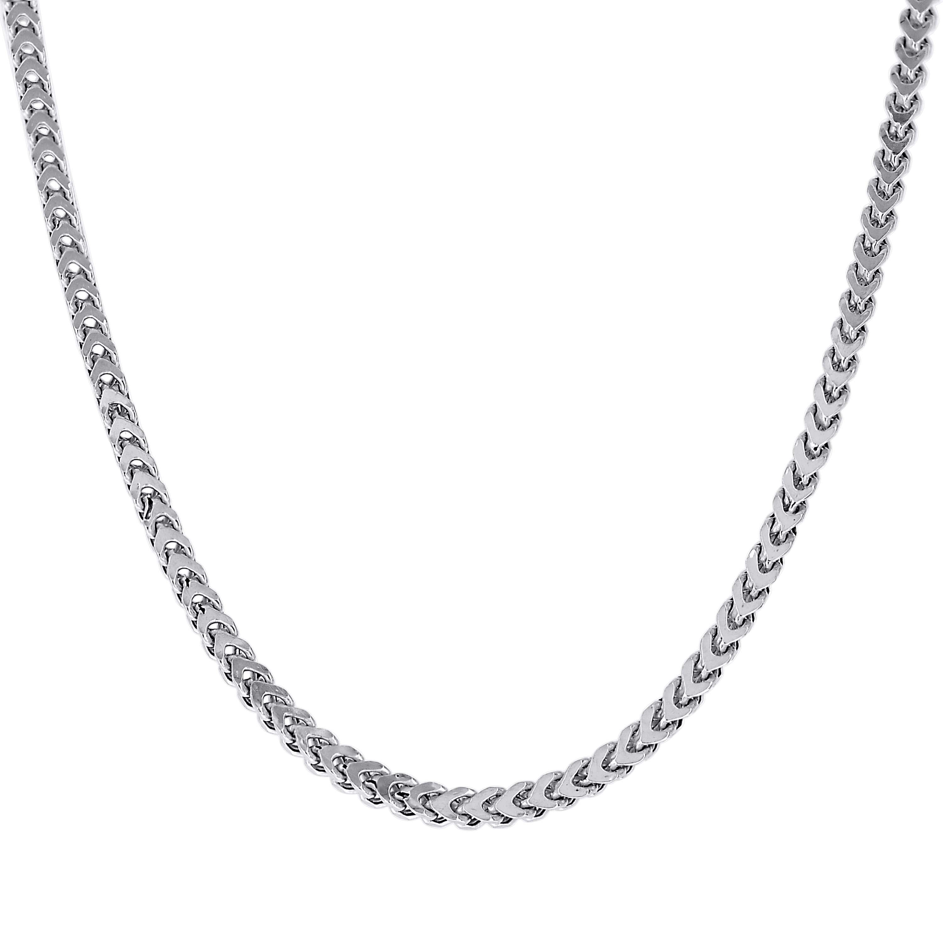 925 Sterling Silver Hollow Franco Chain Rhodium 070 2.5mm