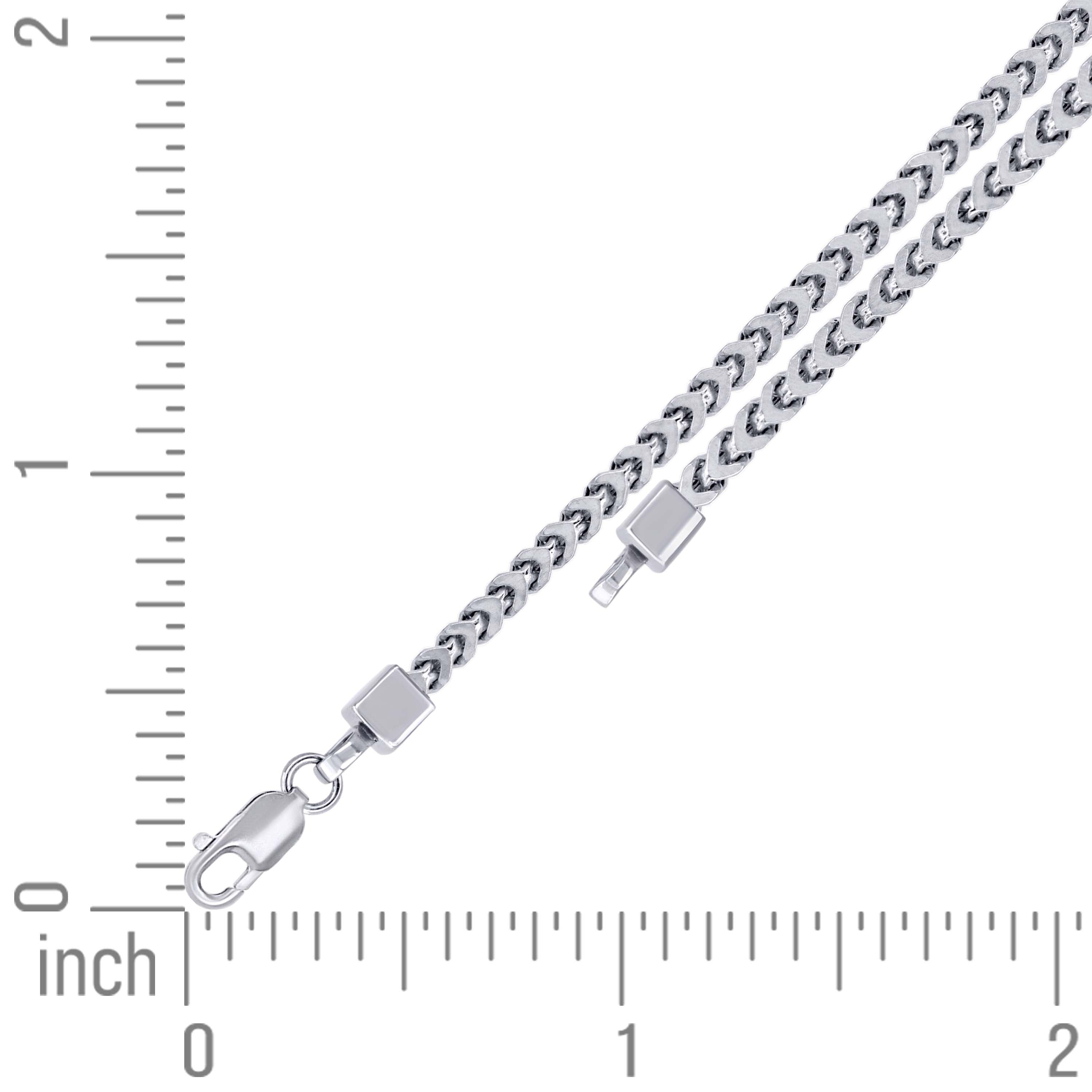 925 Sterling Silver Hollow Franco Chain Rhodium 070 2.5mm
