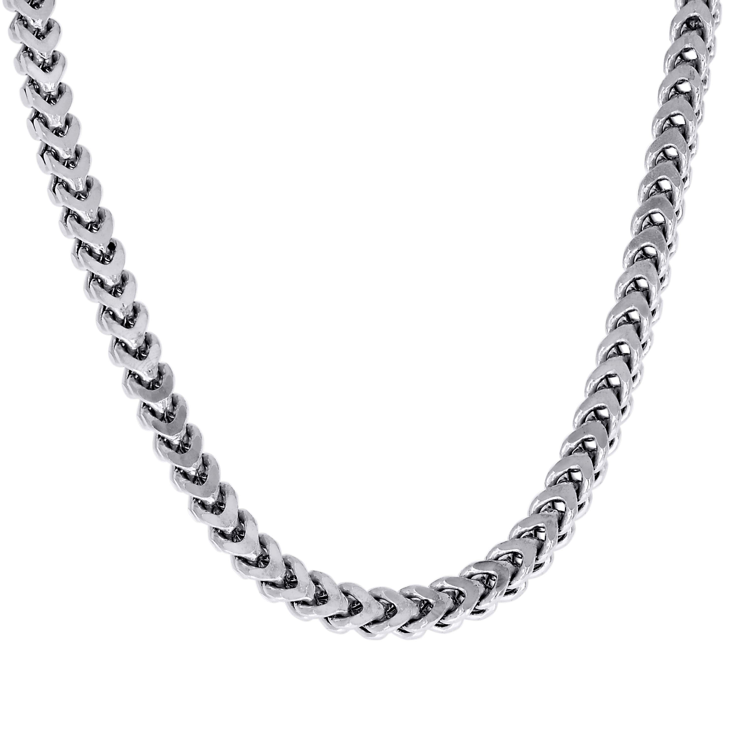 925 Sterling Silver Hollow Franco Chain Rhodium 070 2.5mm