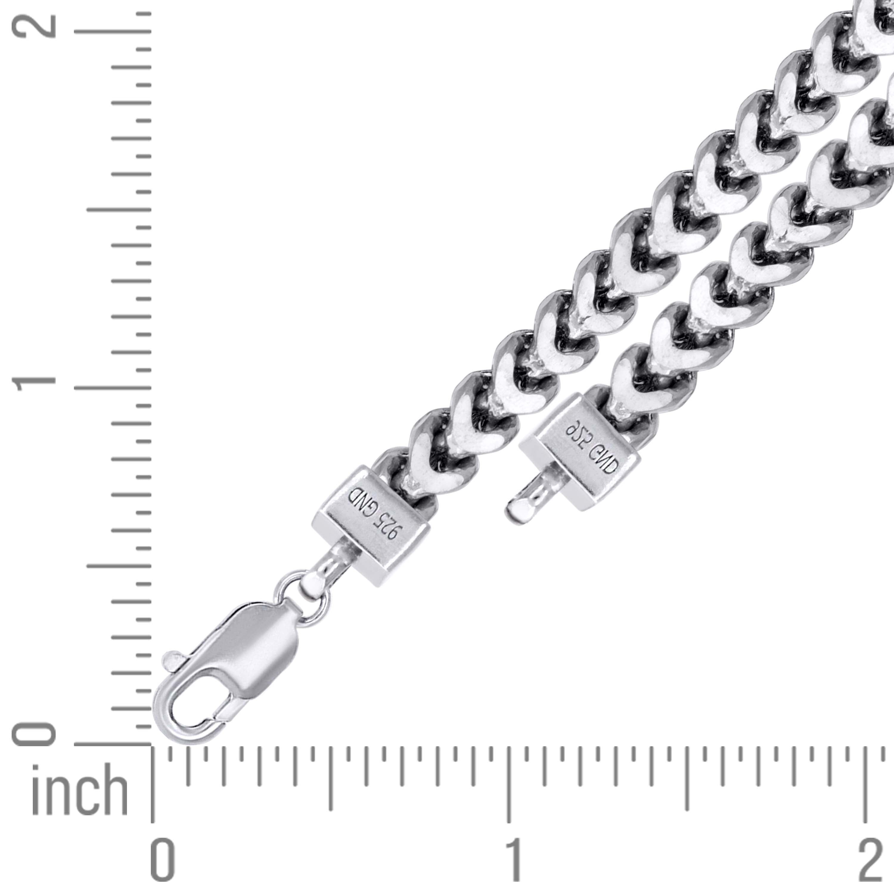 925 Sterling Silver Hollow Franco Chain Rhodium 070 2.5mm