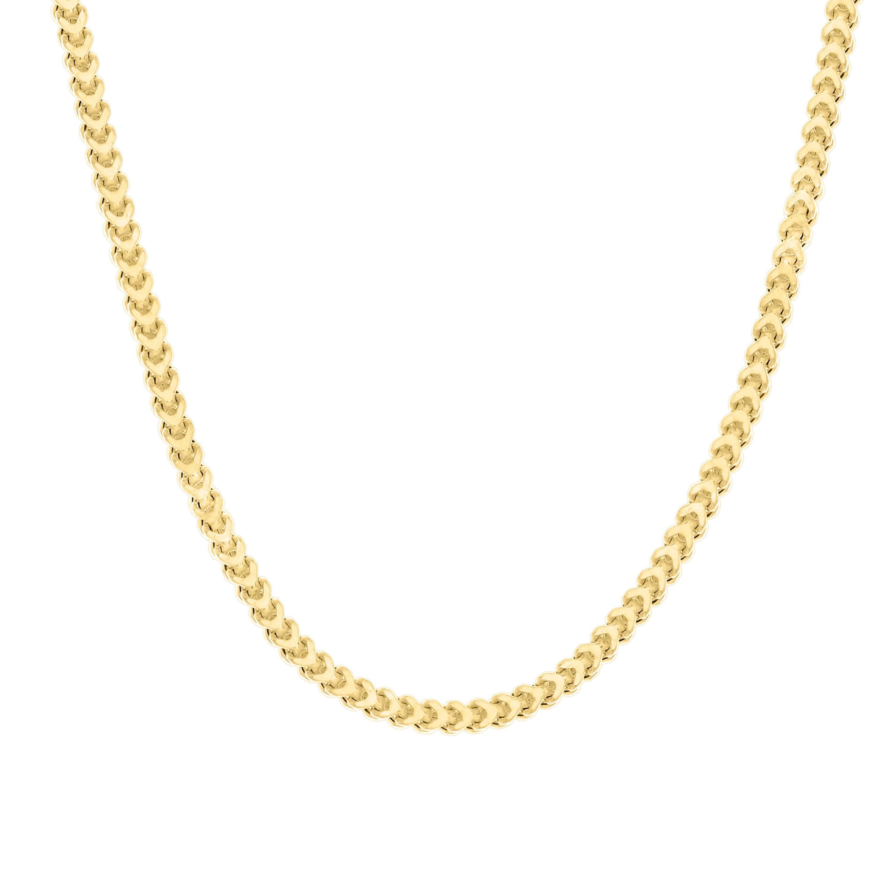 925 Sterling Silver Hollow Franco Chain Yellow 070 2.5mm