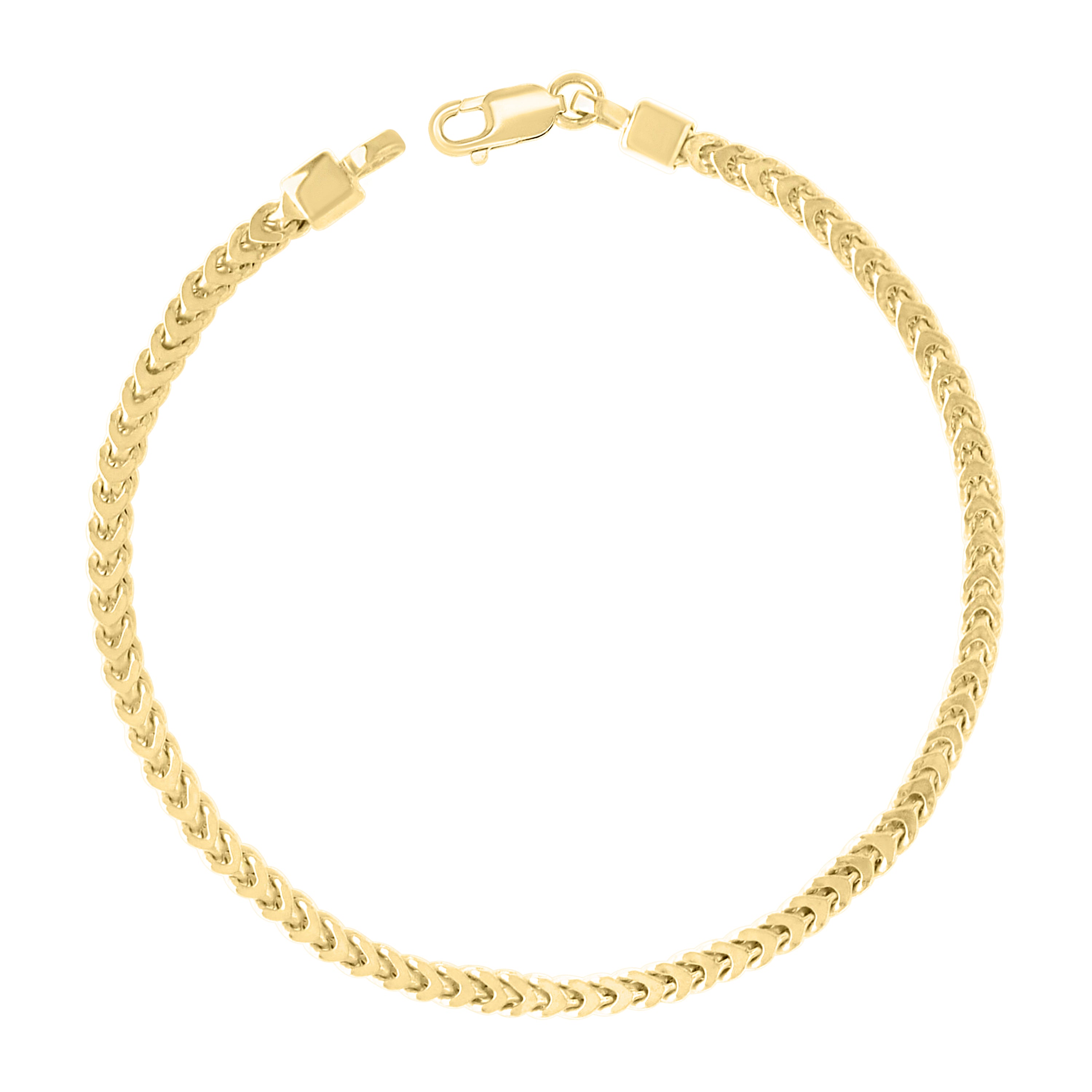 925 Sterling Silver Hollow Franco Chain Yellow 070 2.5mm