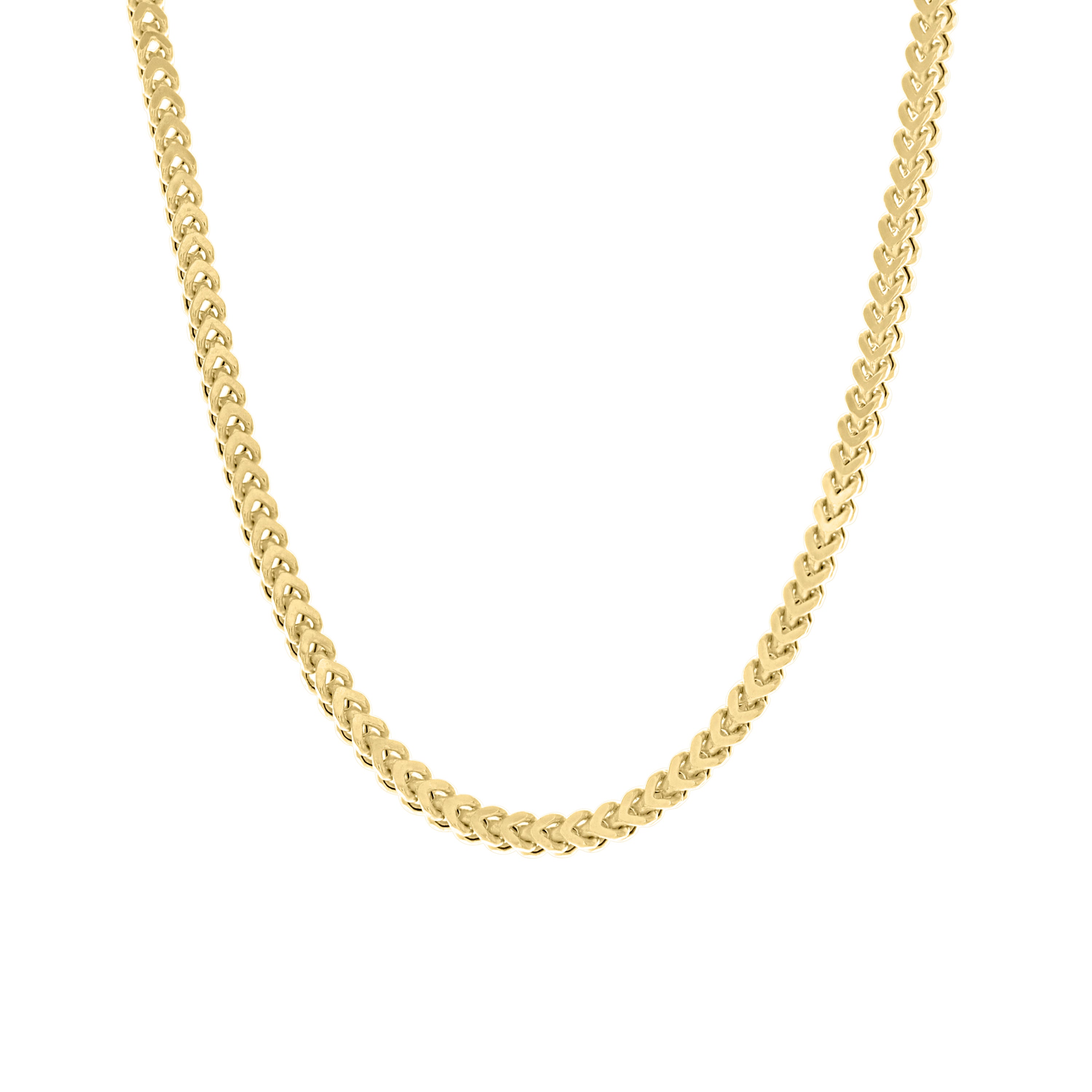 925 Sterling Silver Hollow Franco Chain Yellow 070 2.5mm