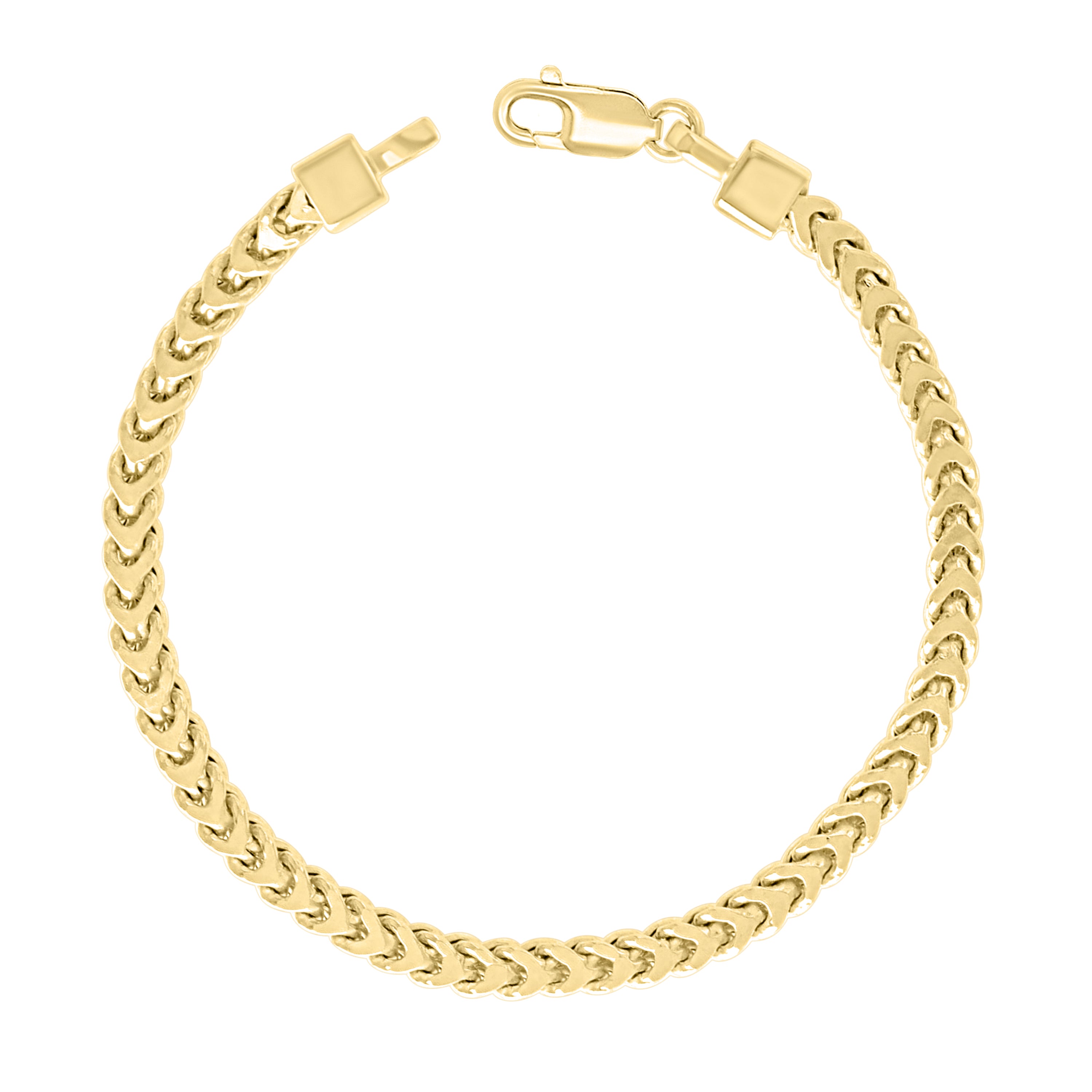 925 Sterling Silver Hollow Franco Chain Yellow 070 2.5mm