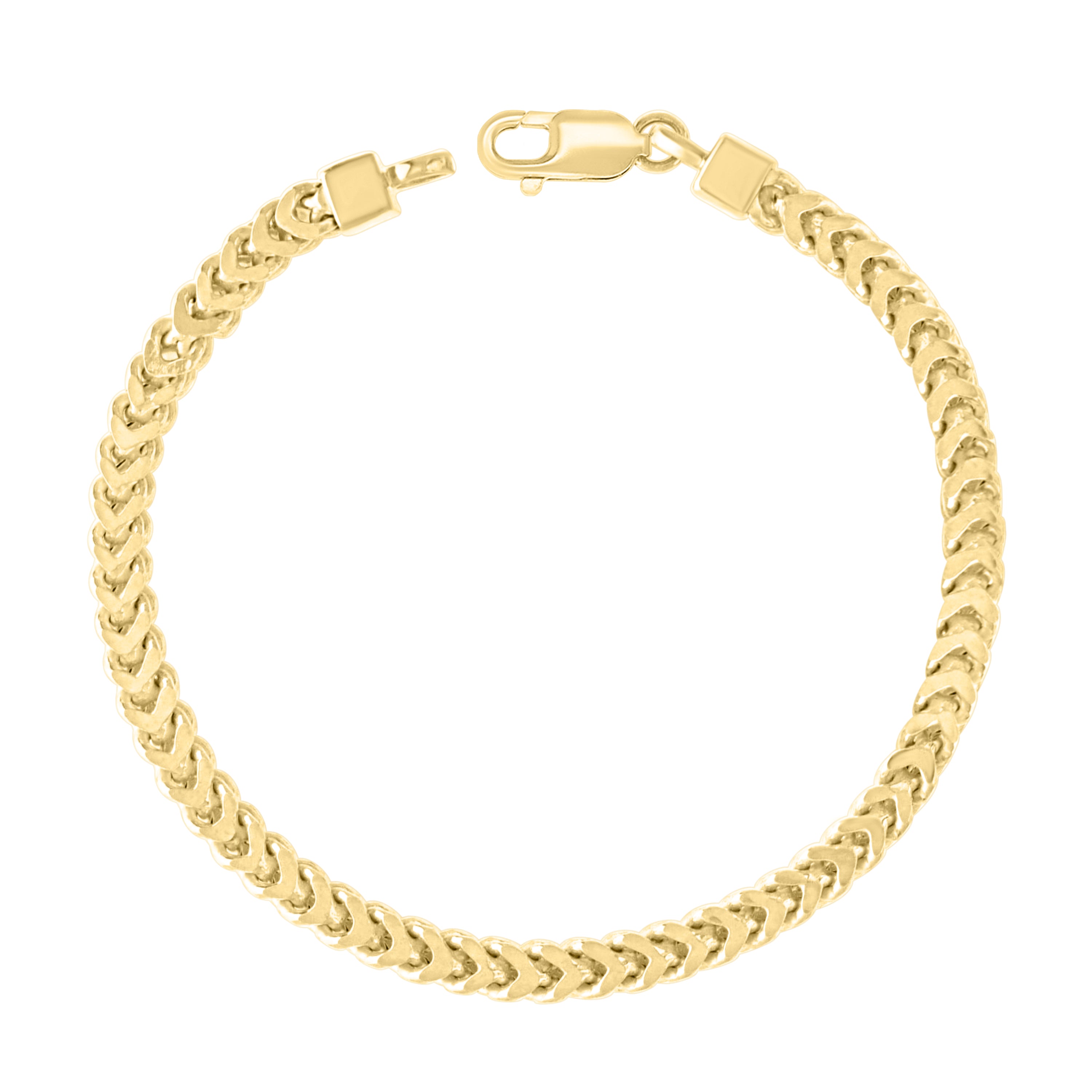 925 Sterling Silver Hollow Franco Chain Yellow 070 2.5mm