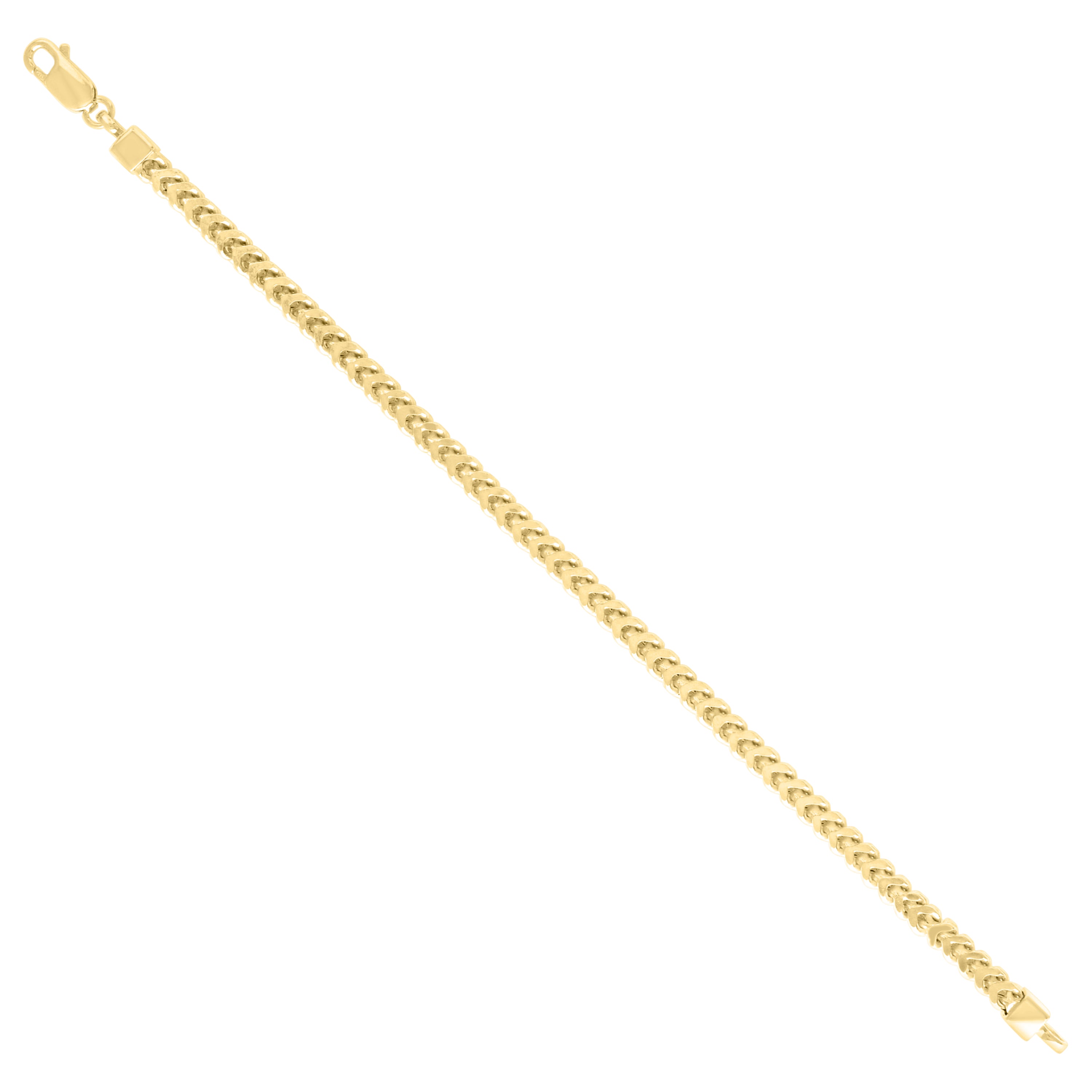 925 Sterling Silver Hollow Franco Chain Yellow 070 2.5mm