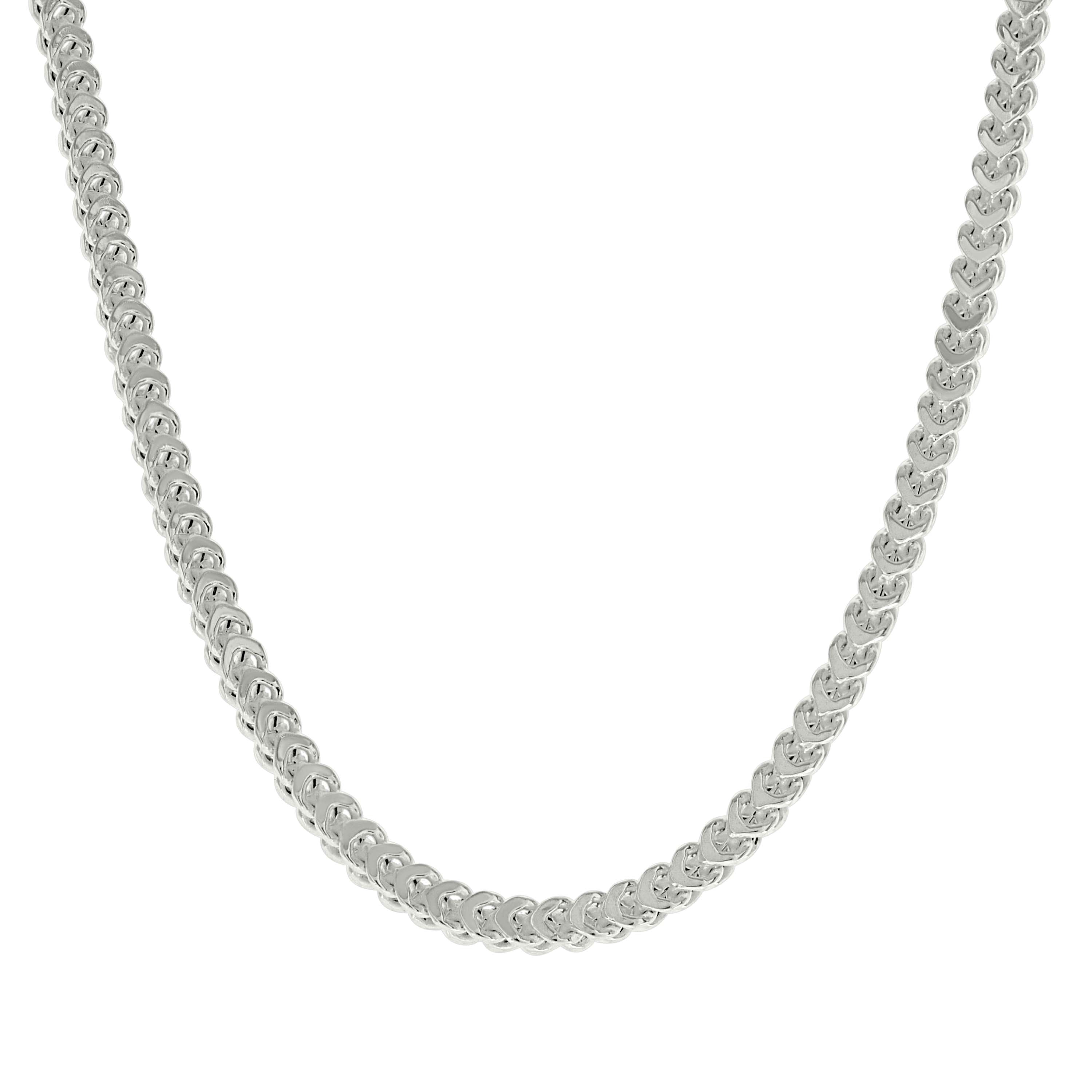 925 Sterling Silver Hollow Franco Chain Silver 070 2.5mm