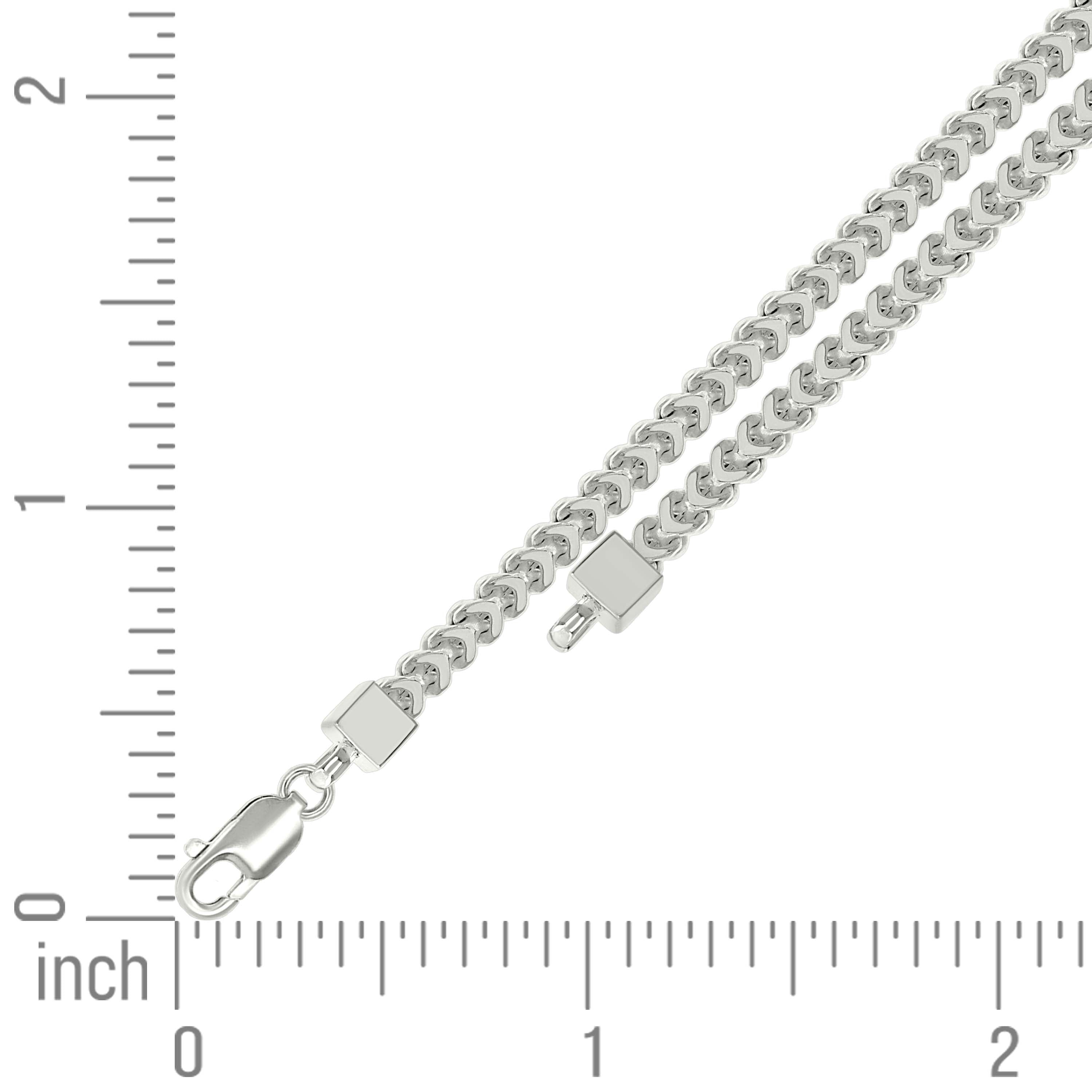 925 Sterling Silver Hollow Franco Chain Silver 070 2.5mm