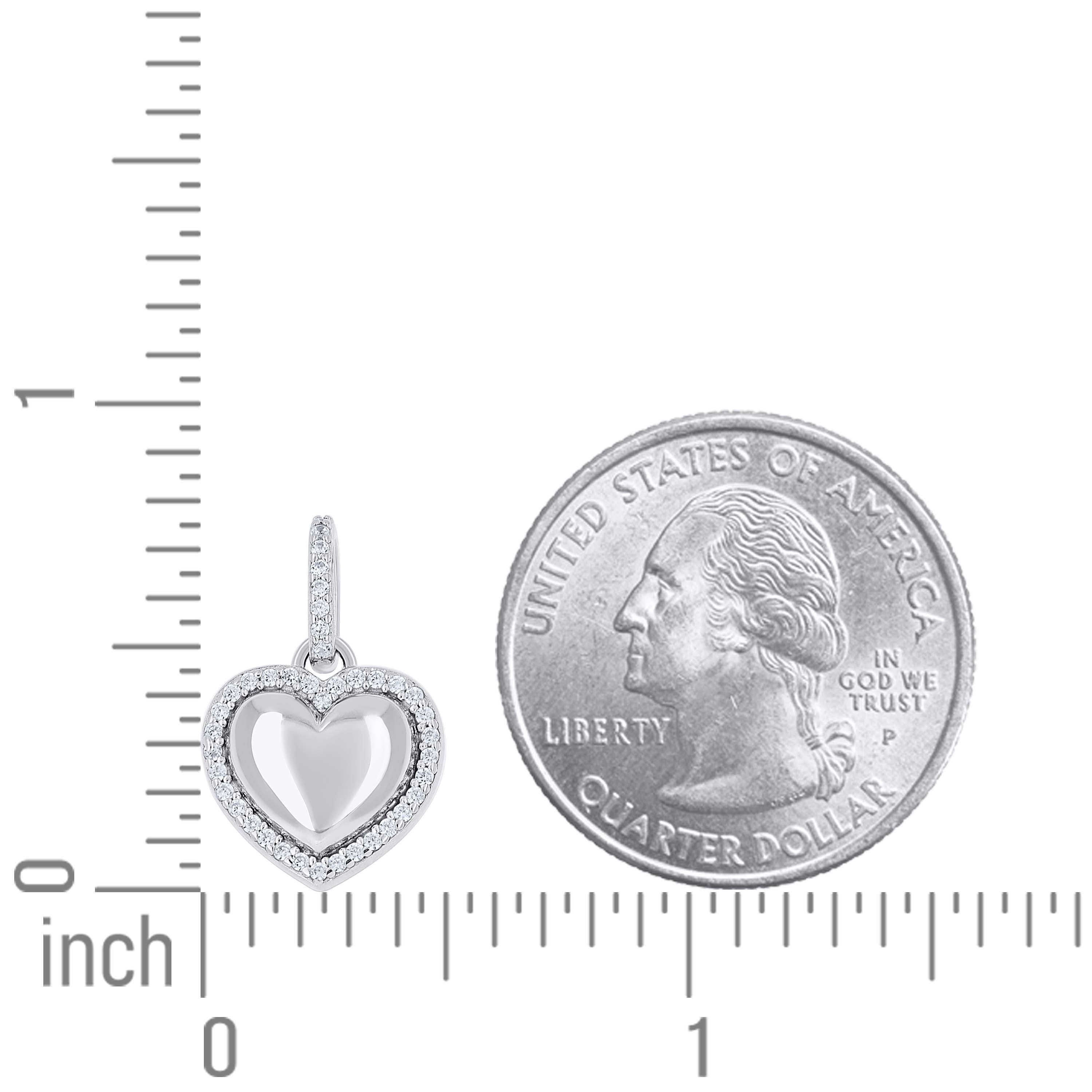 925 Sterling Silver Womens Cubic-Zirconia Heart Pendant