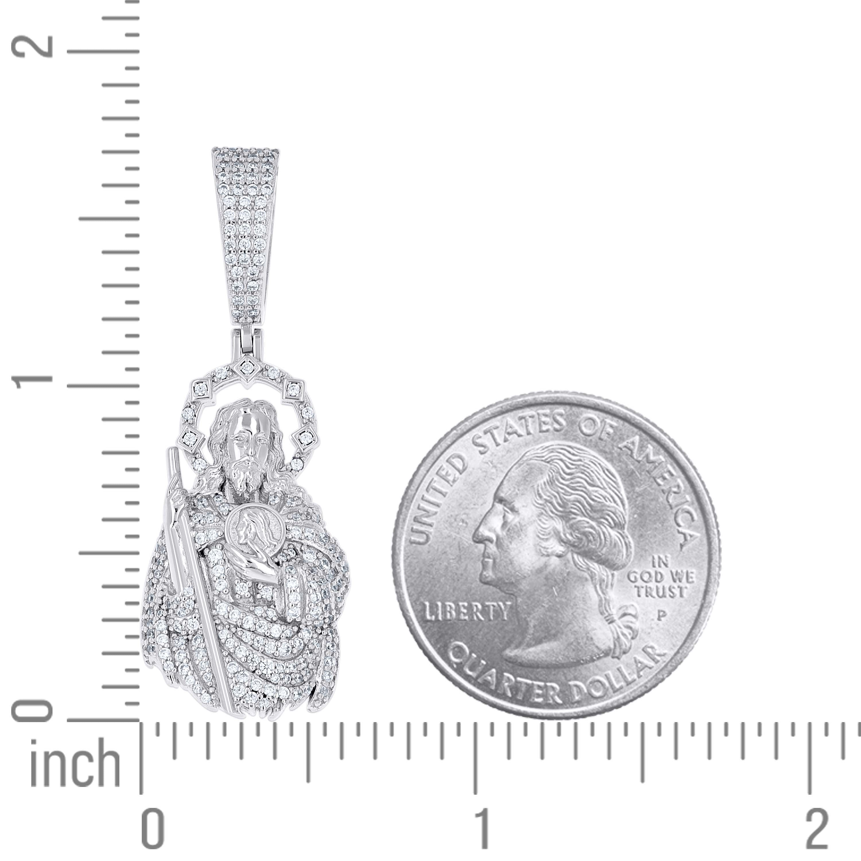 925 Sterling Silver Unisex Cubic-Zirconia St. Jude Saint Religious Pendant