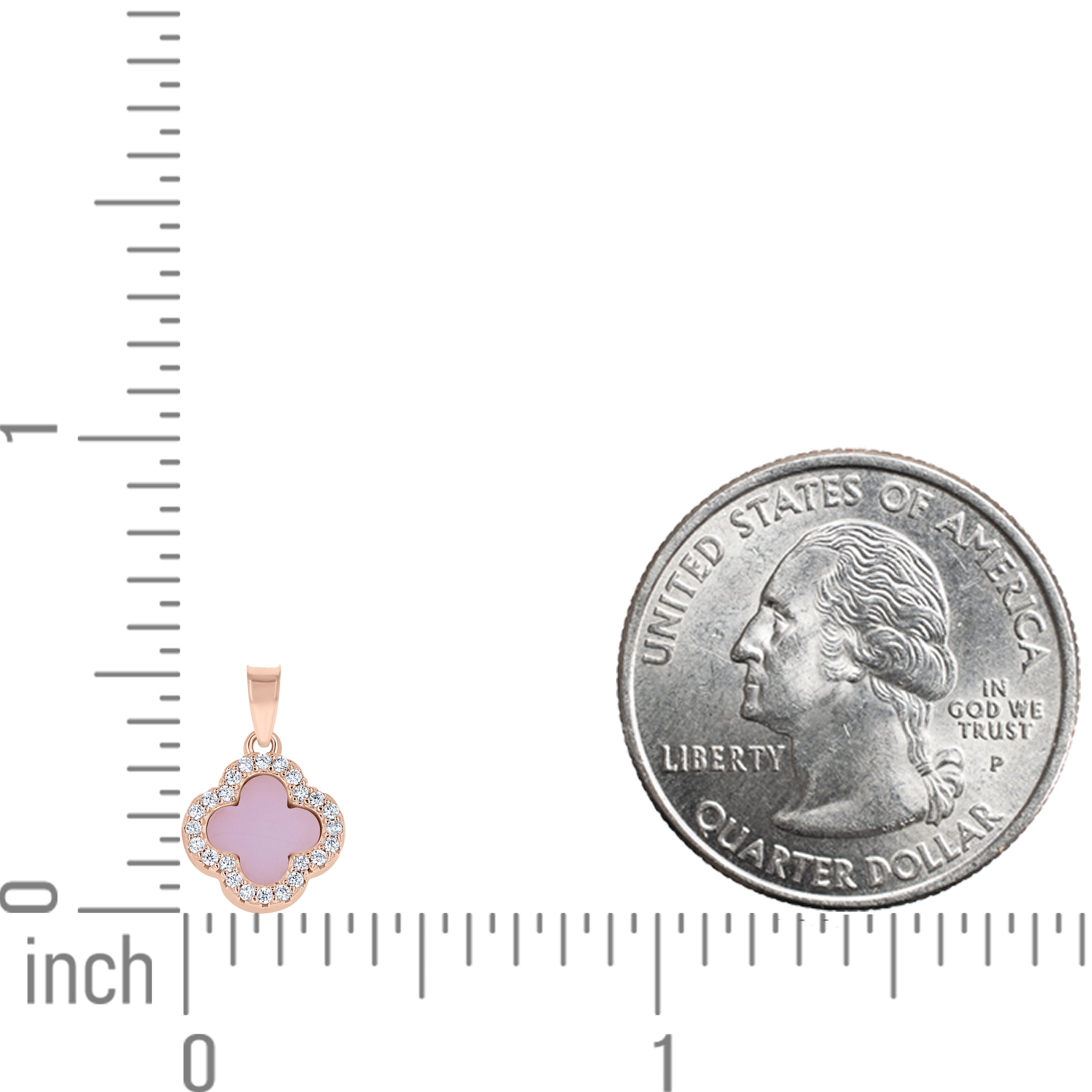 925 Sterling Silver Rose-Tone Womens Cubic-Zirconia Pink Enameled Clover Good Luck Pendant