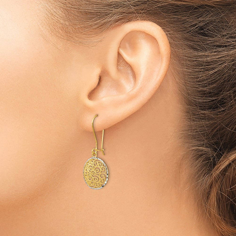 14K Two-Tone Filigree Dangle Earrings