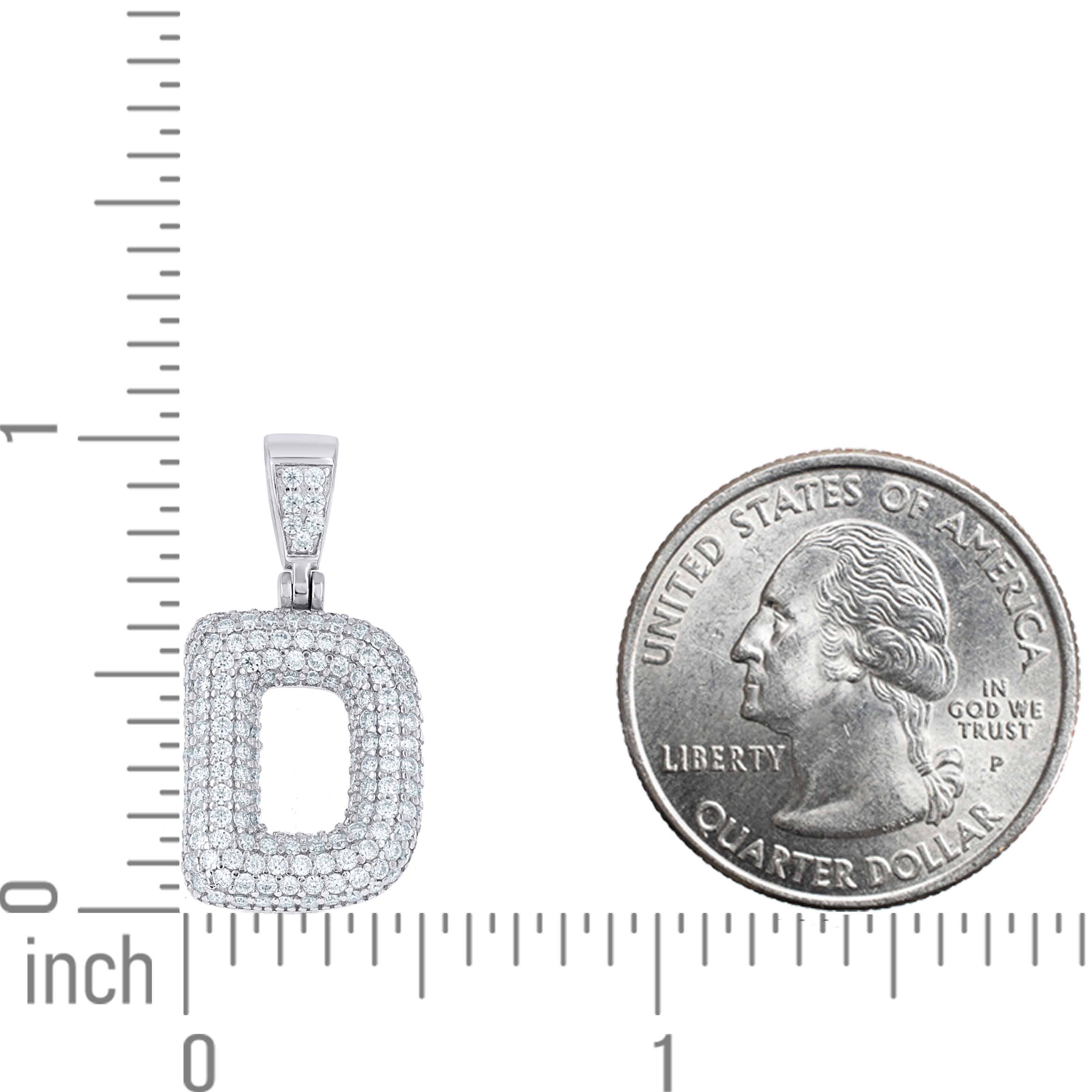 925 Sterling Silver Initial Letter Moissanite Pendant