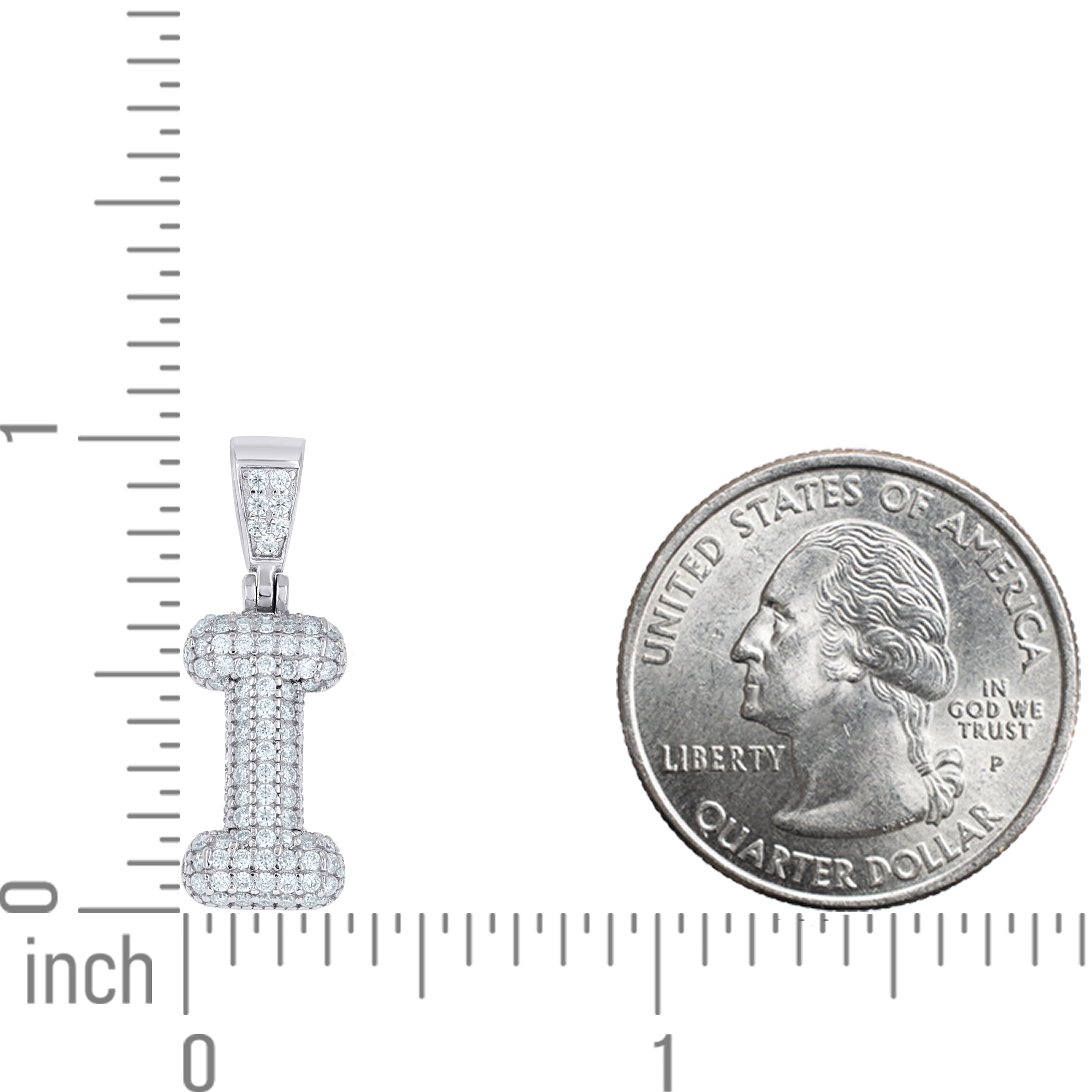 925 Sterling Silver Initial Letter Moissanite Pendant