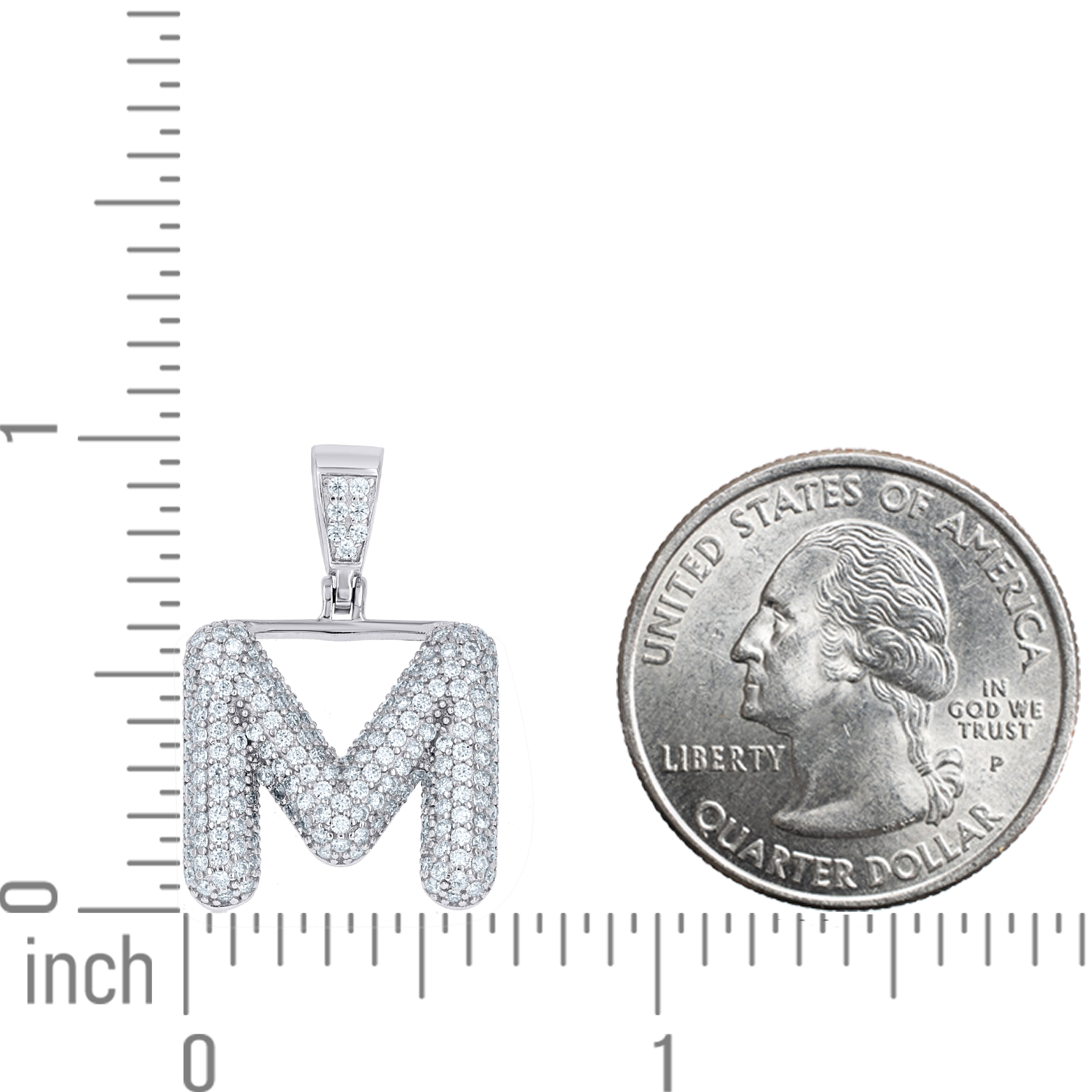 925 Sterling Silver Initial Letter Moissanite Pendant