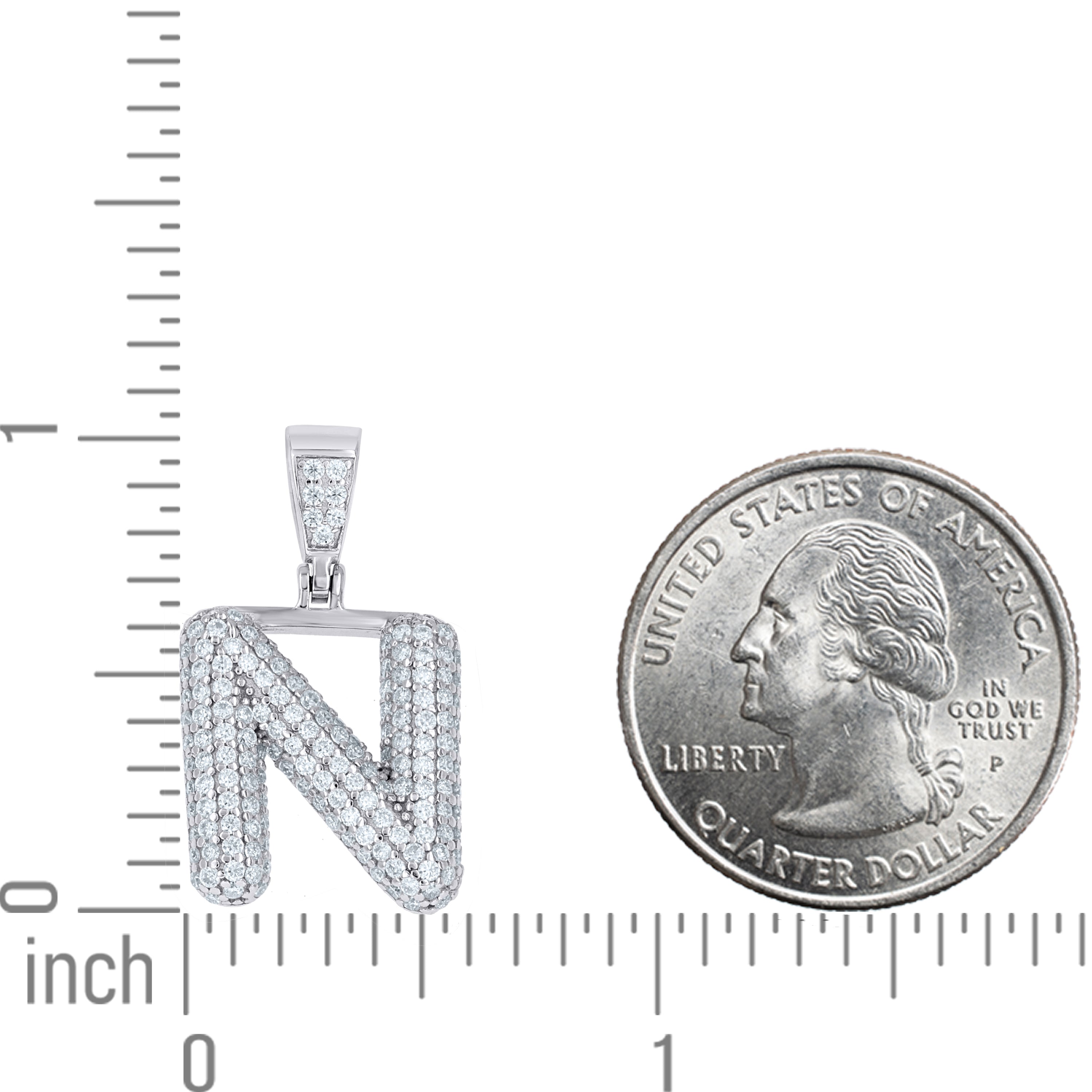925 Sterling Silver Initial Letter Moissanite Pendant