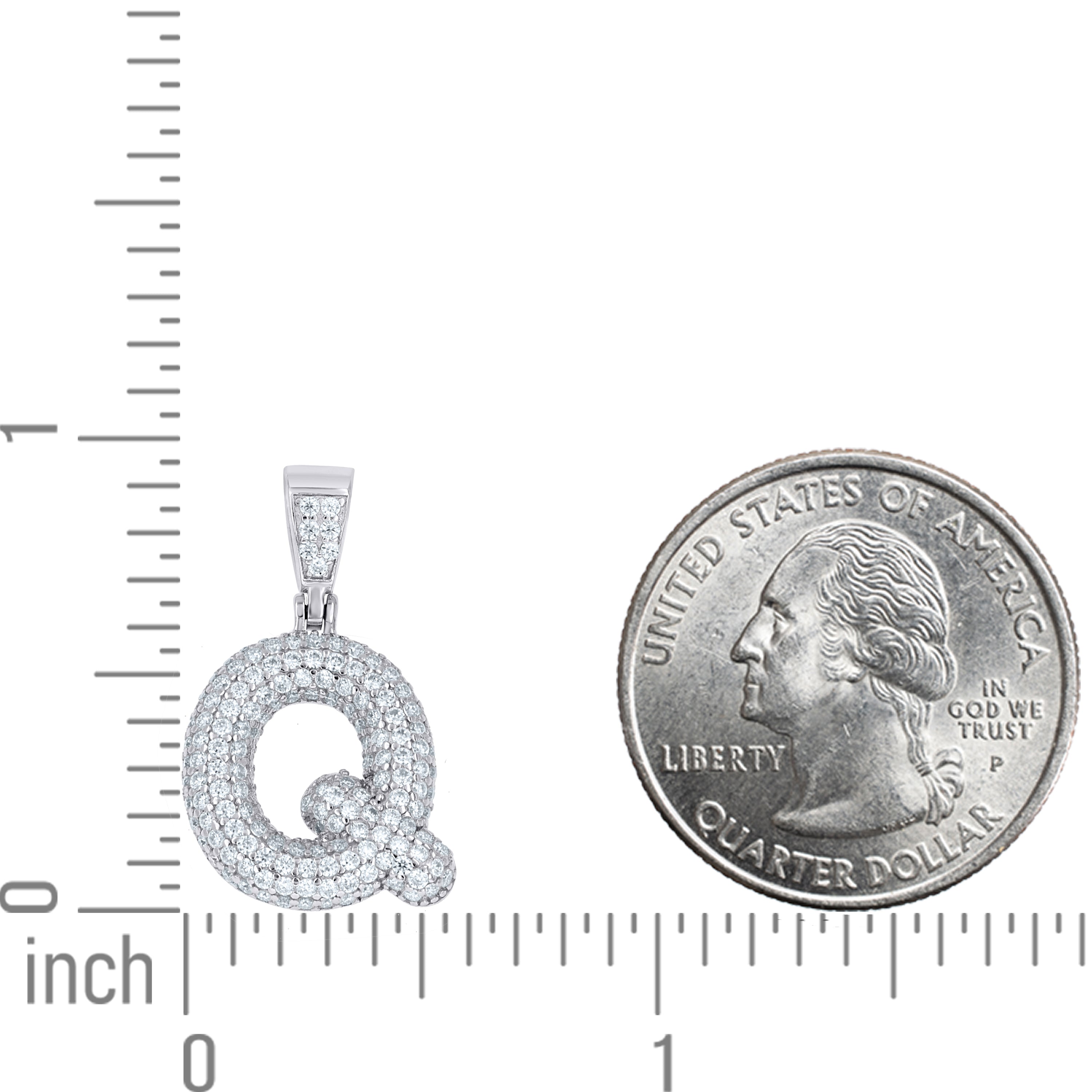 925 Sterling Silver Initial Letter Moissanite Pendant
