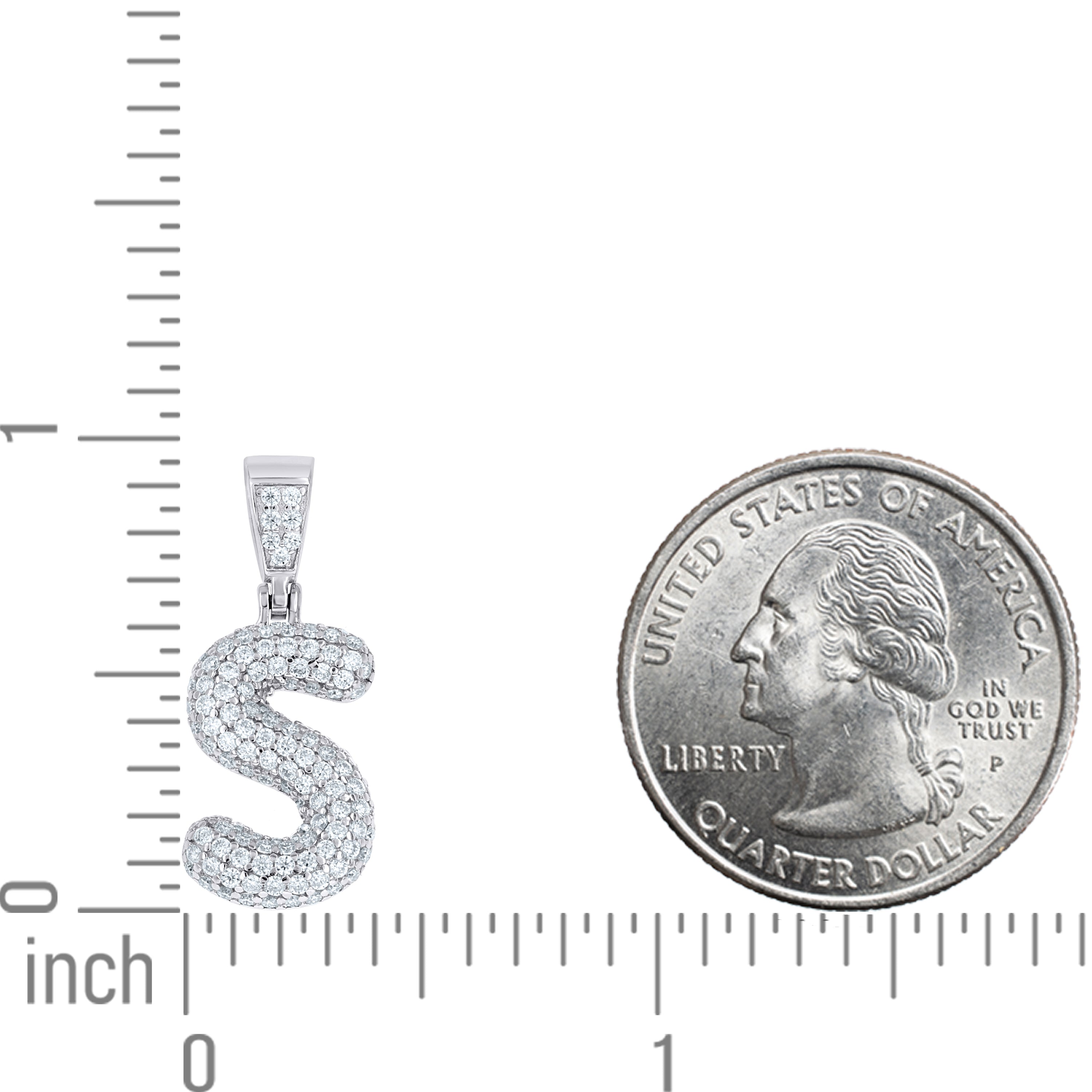 925 Sterling Silver Initial Letter Moissanite Pendant