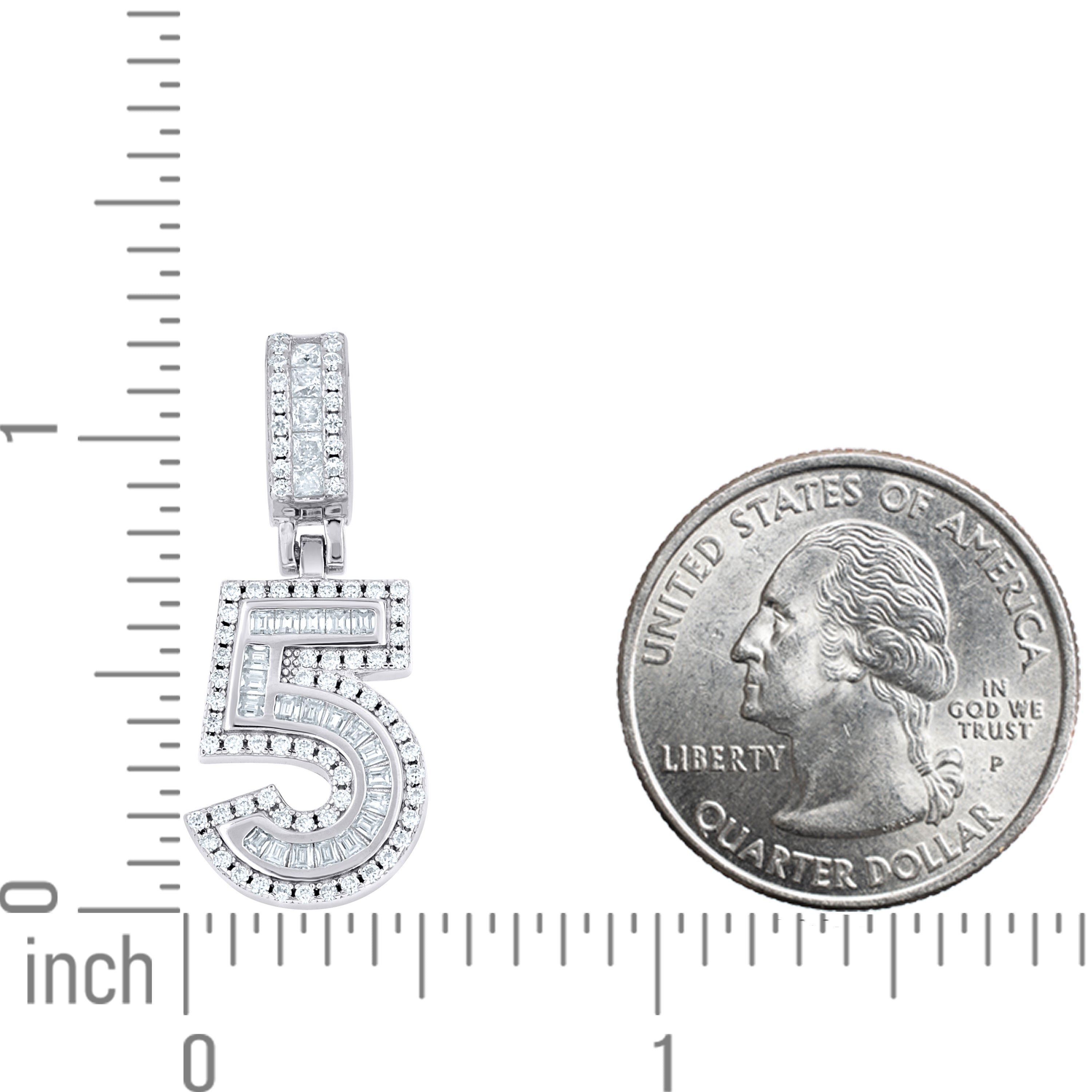925 Sterling Silver Initial Number Moissanite Pendant