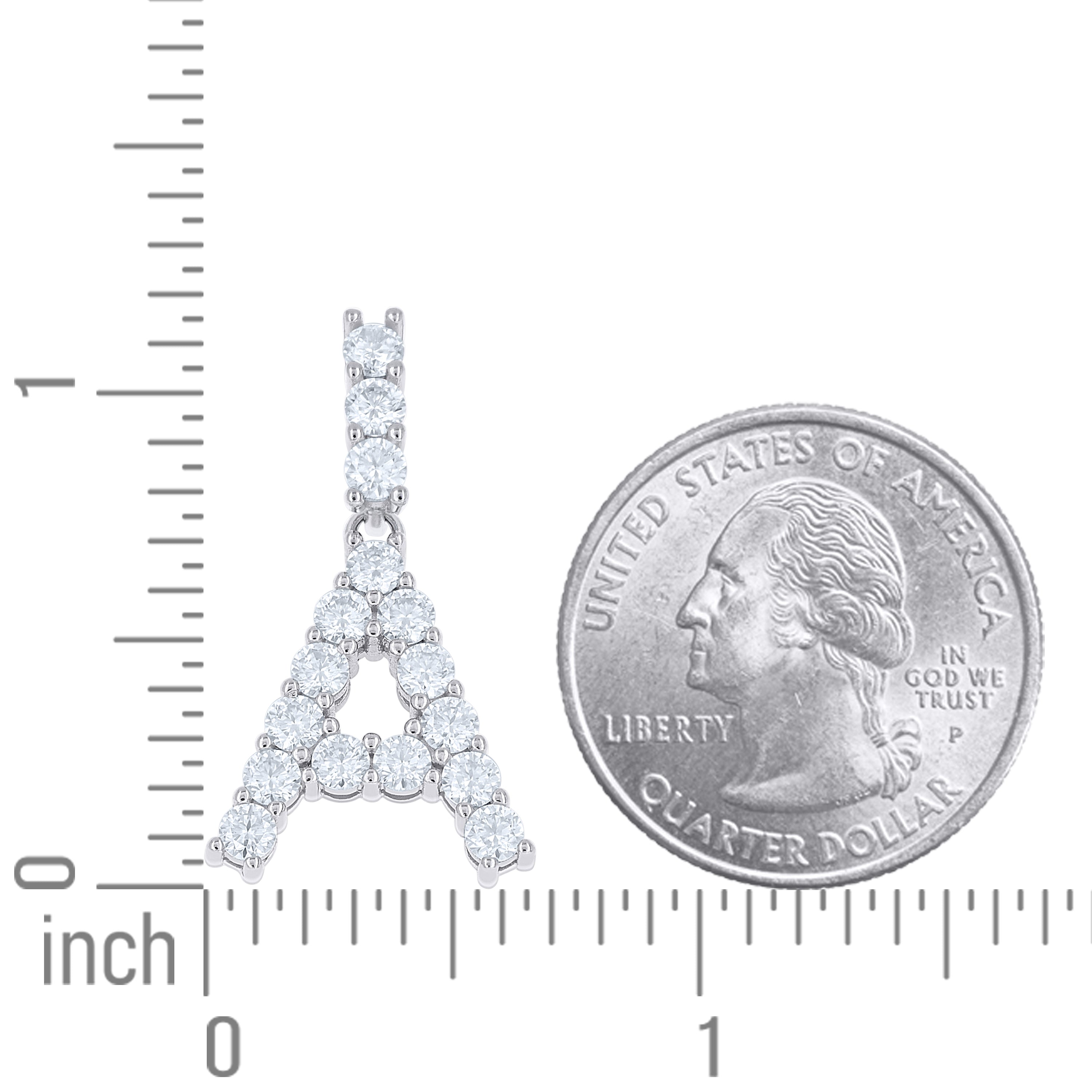 925 Silver Initial Letter "A" Pendant Moissanite C
