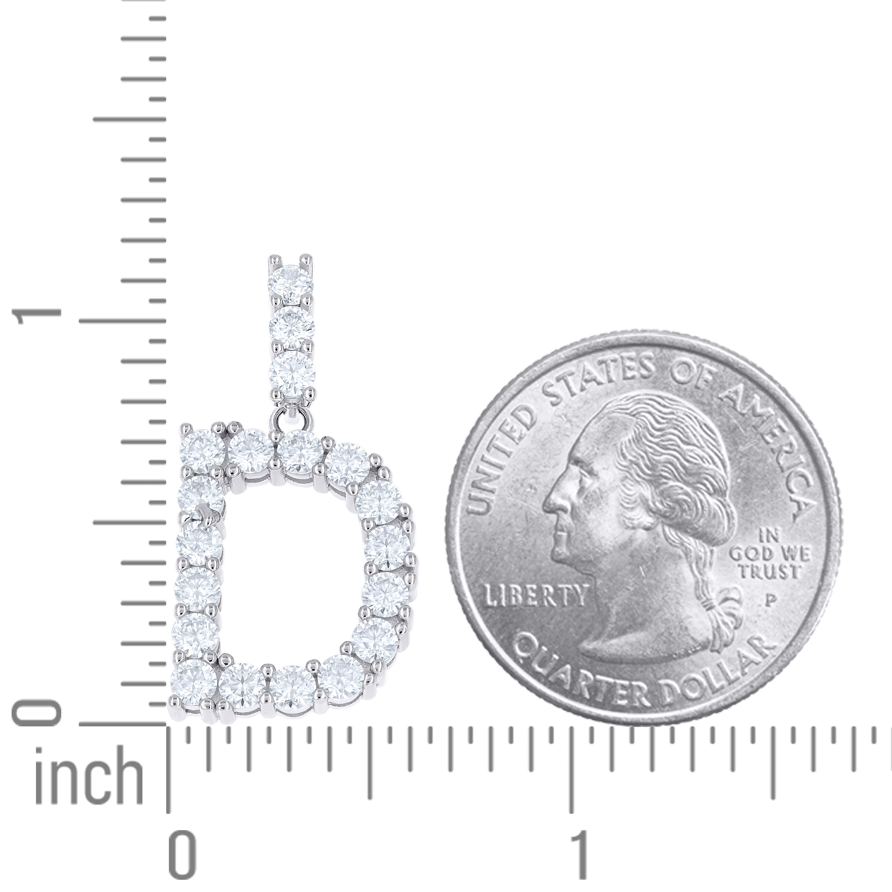 925 Silver Initial Letter "D" Pendant Moissanite C