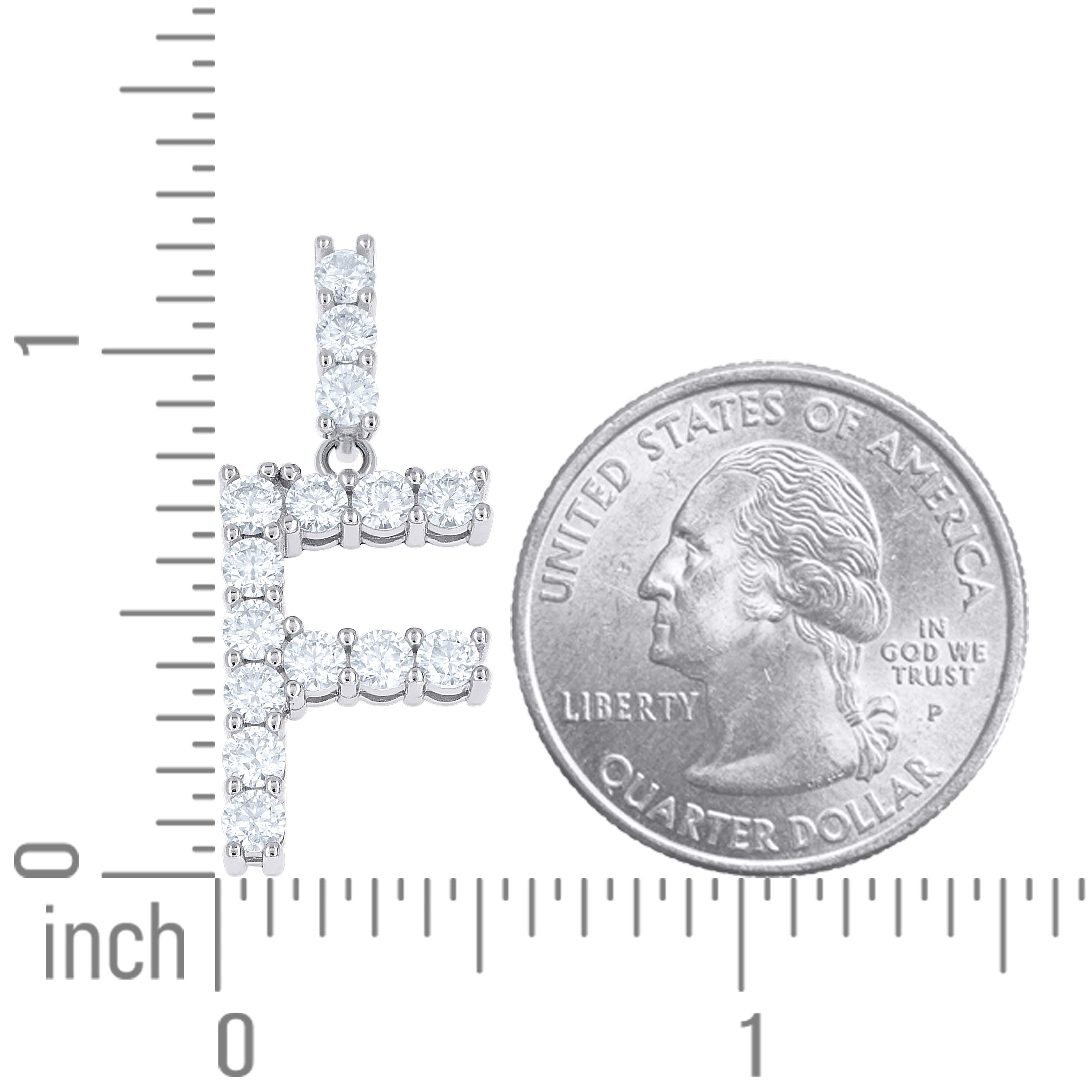 925 Silver Initial Letter "F" Pendant Moissanite C