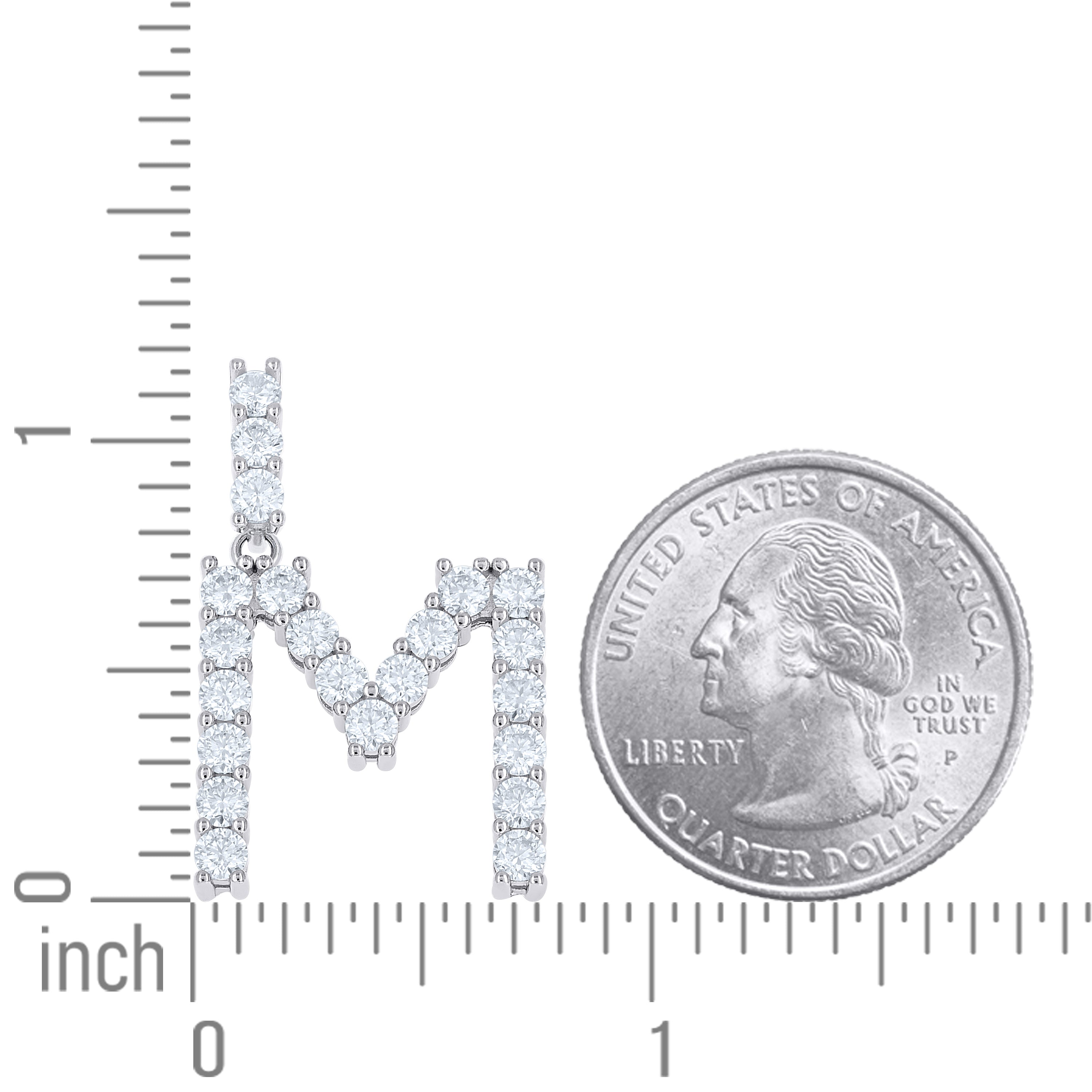 925 Silver Initial Letter "M" Pendant Moissanite C