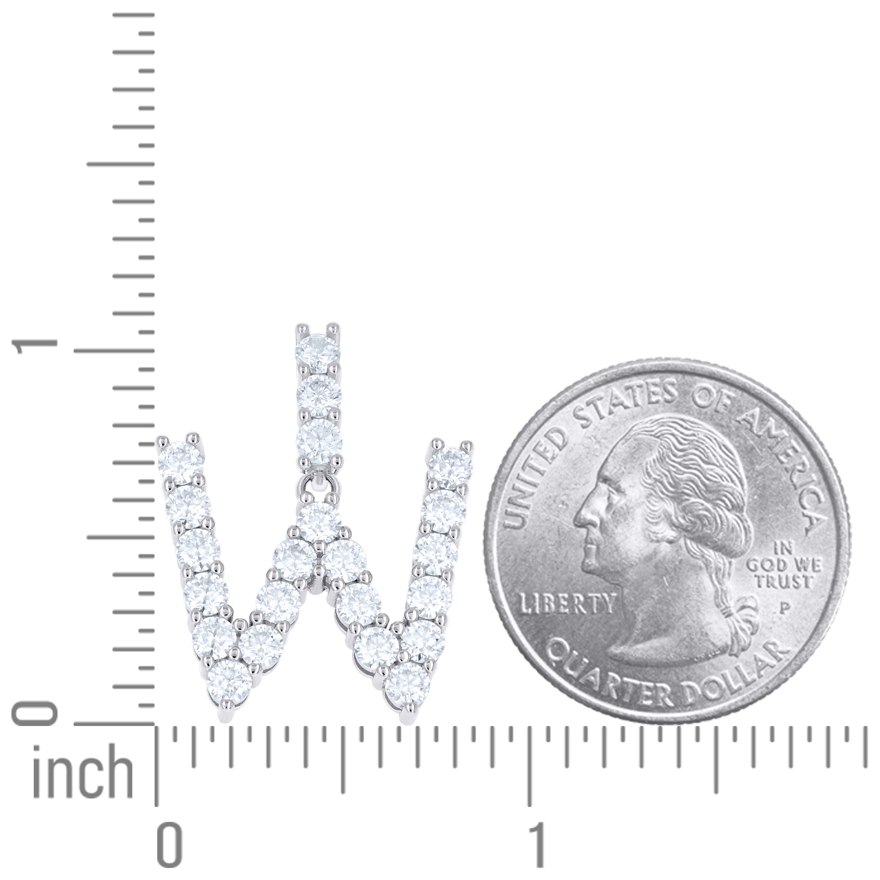 925 Silver Initial Letter "W" Pendant Moissanite C