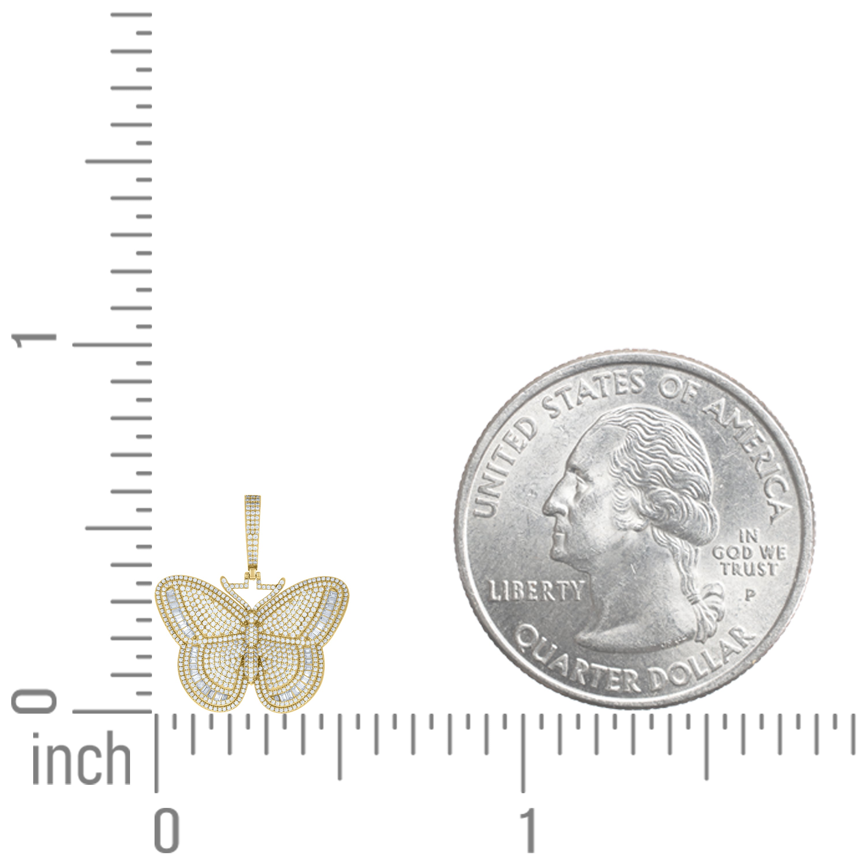 925 Sterling Silver Yellow-tone Womens Round Baguette Cubic-Zirconia Butterfly Fashion Pendant
