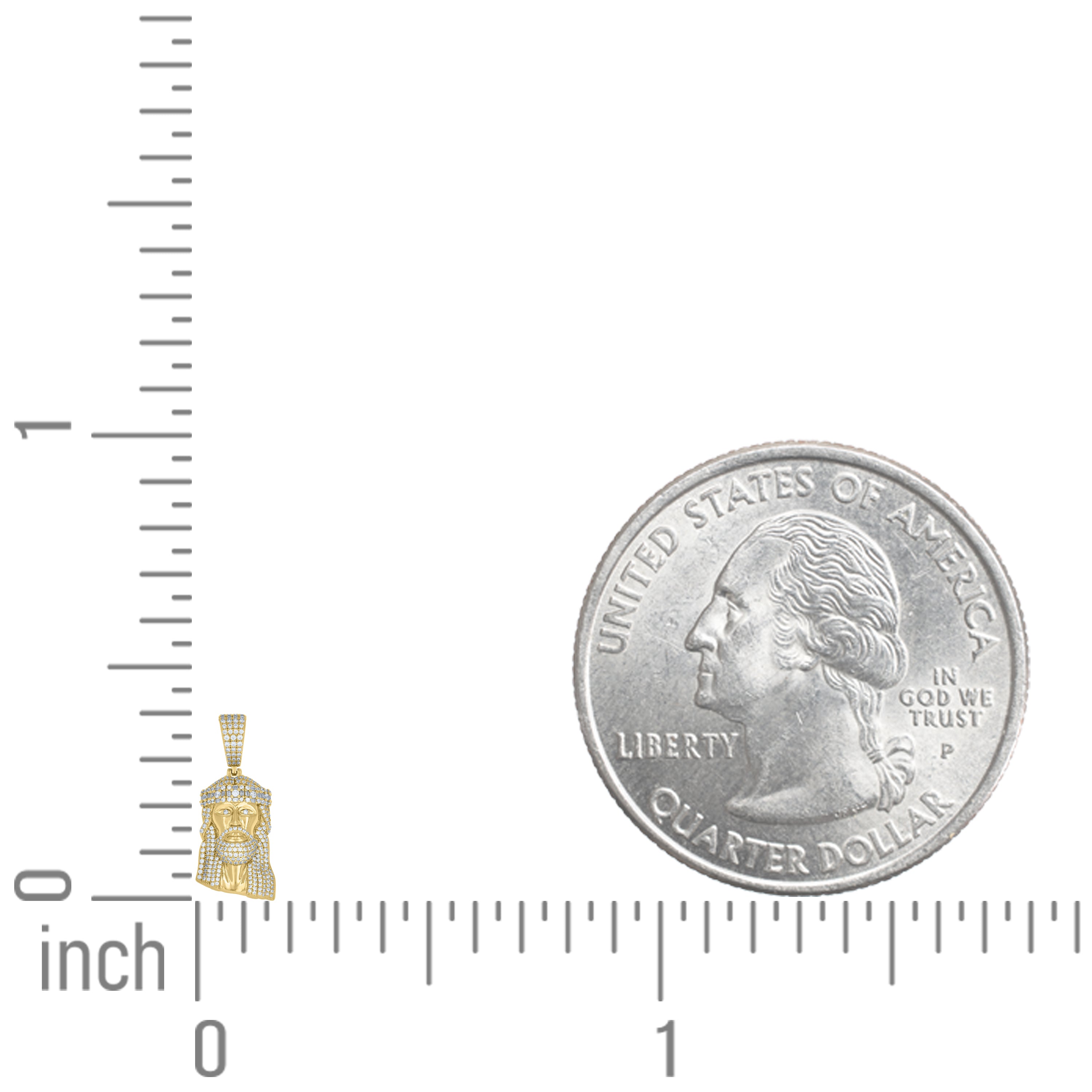 925 Sterling Silver Yellow-tone Mens Round Baguette Cubic-Zirconia Jesus Religious Charm Pendant