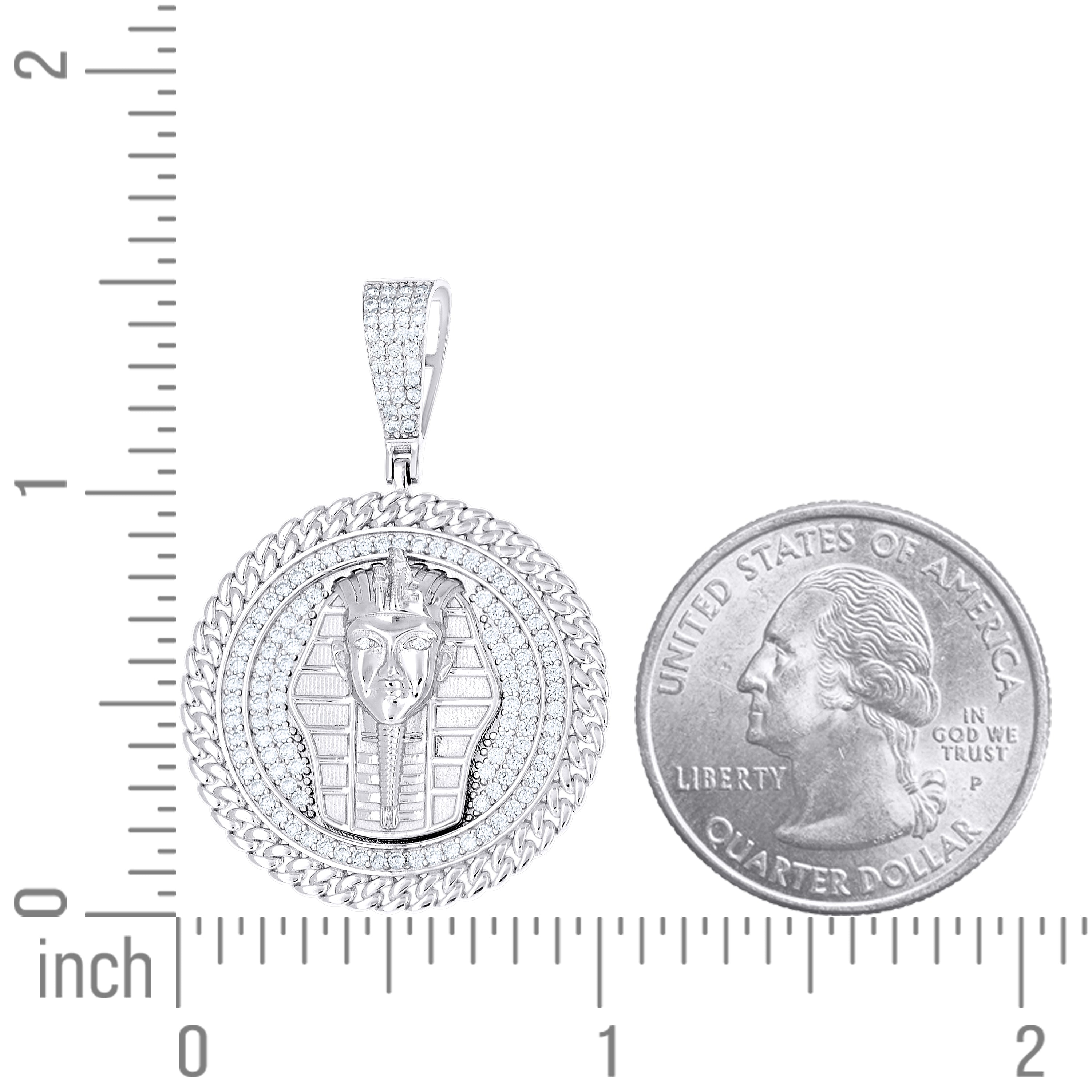 925 Sterling Silver Mens Cubic-Zirconia Pharaoh Egyptian Pendant