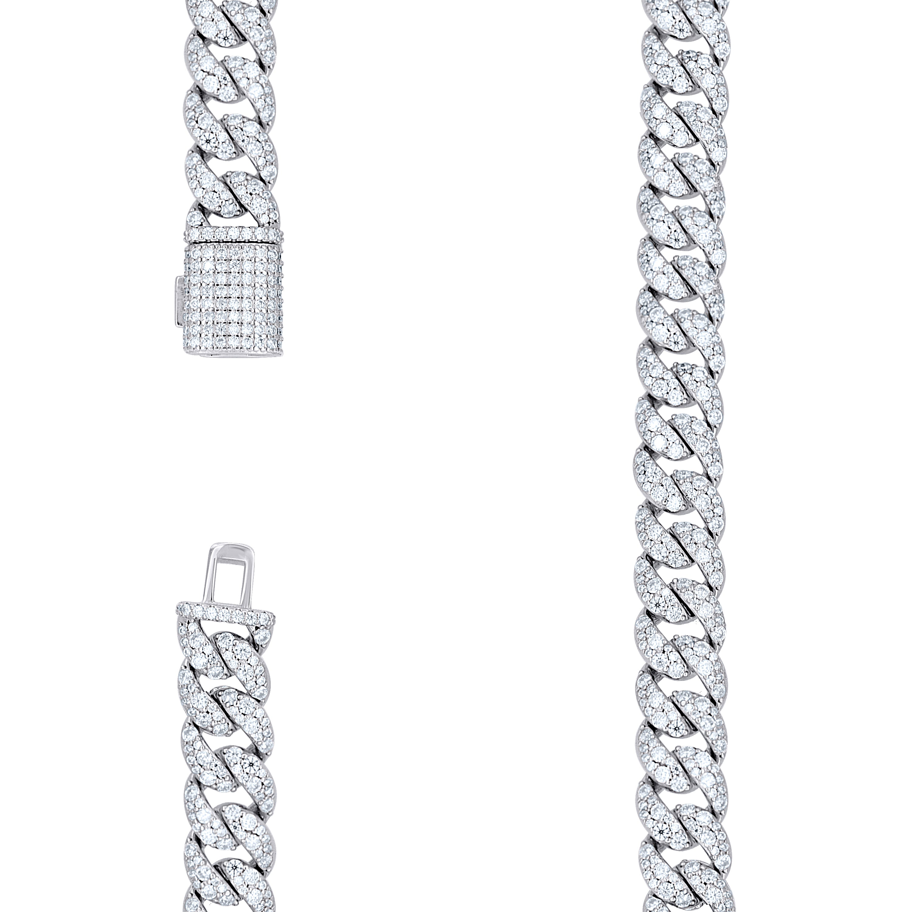 925 Sterling Silver Moissanite Chain 12mm