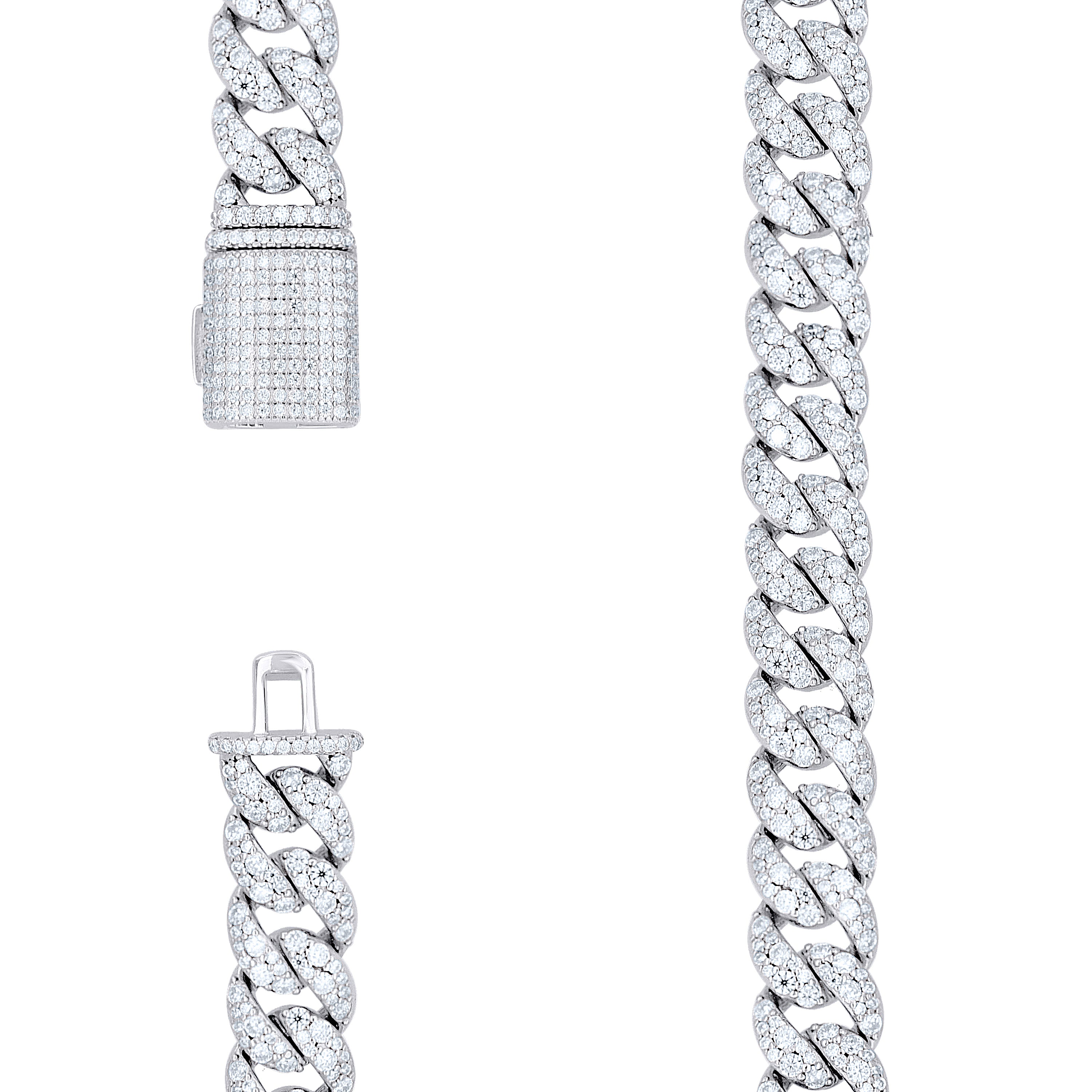 925 Sterling Silver Moissanite Chain 12mm