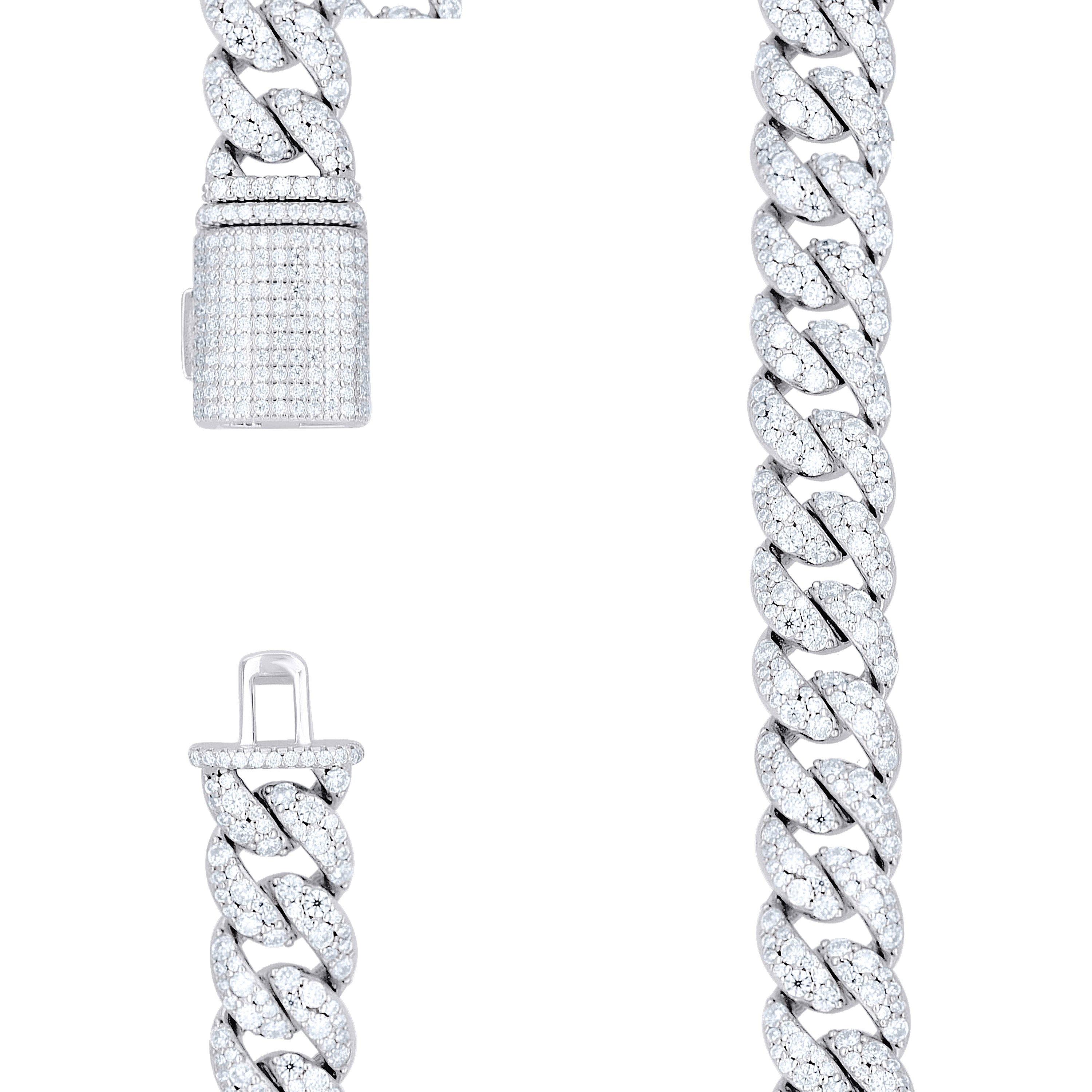 925 Sterling Silver Moissanite Chain 12mm