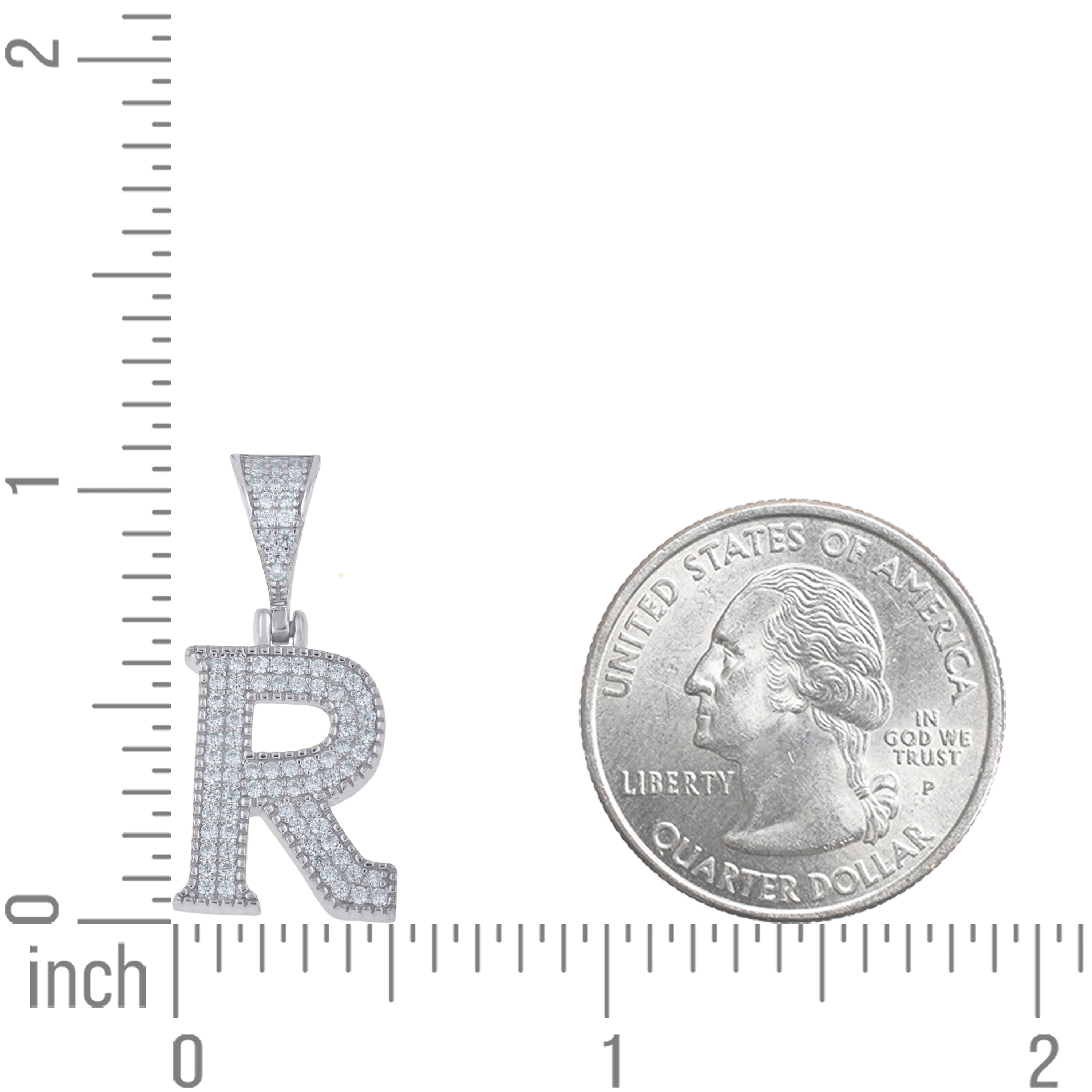 925 Sterling Silver Initial "R" Moissanite