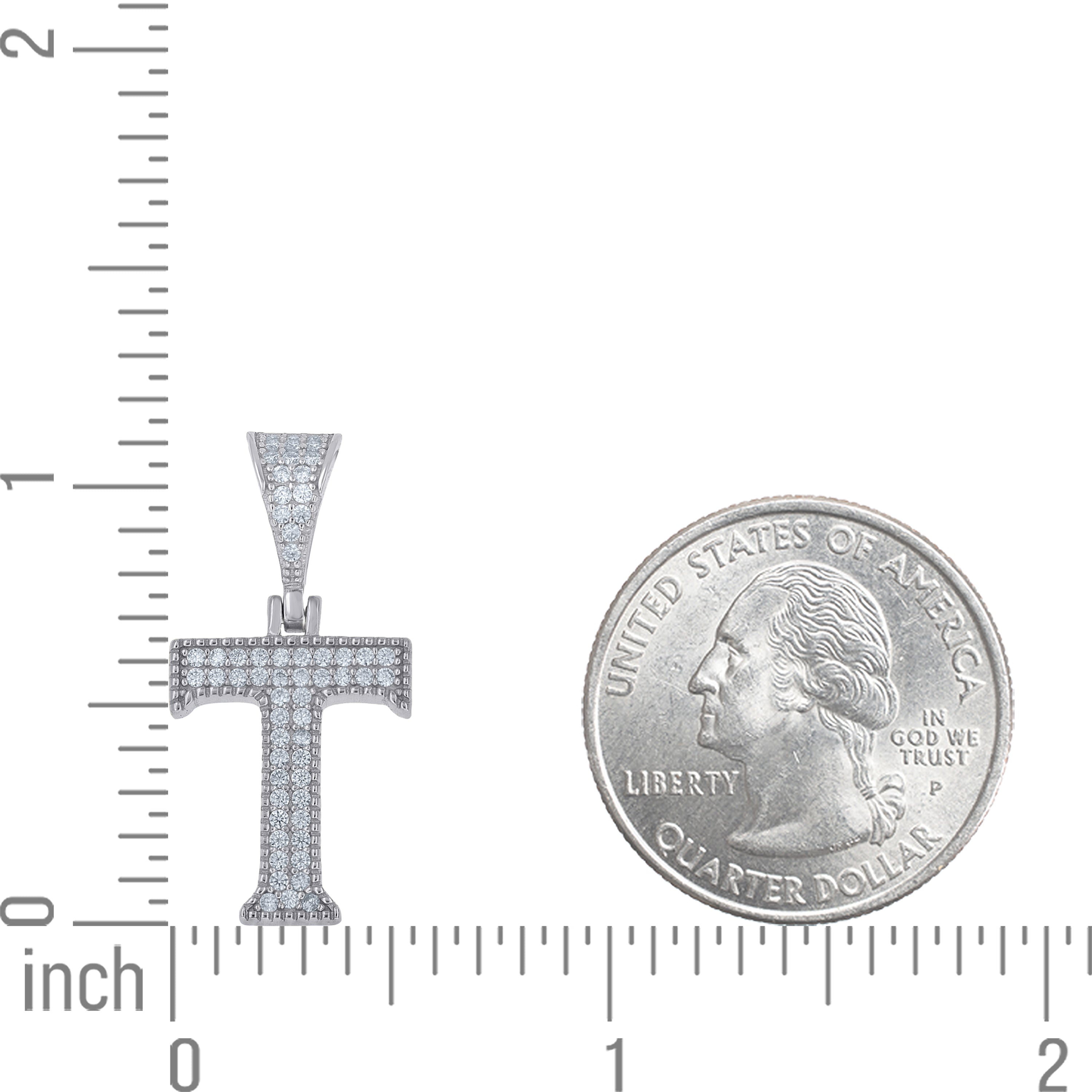925 Sterling Silver Initial "T" Moissanite
