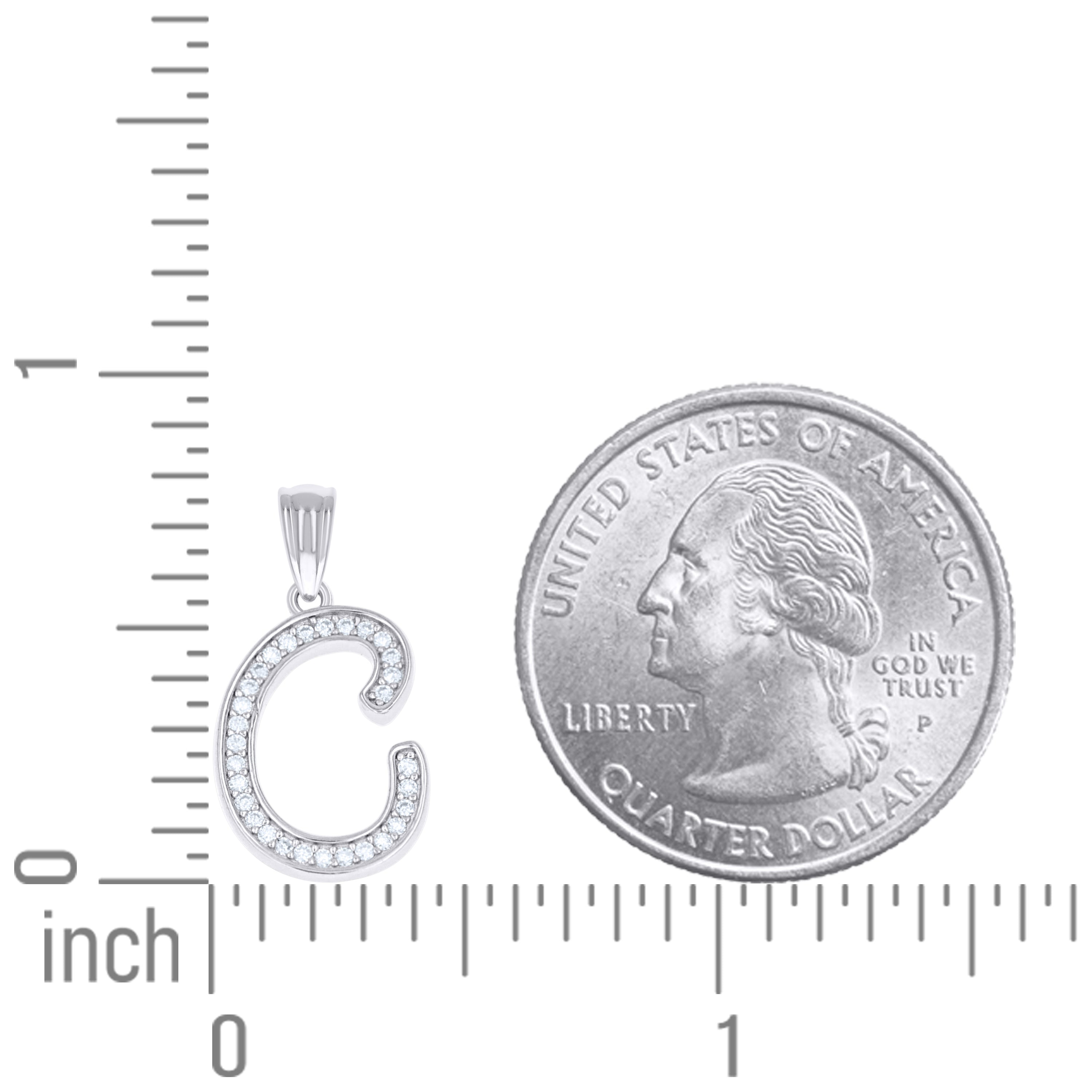 925 Sterling Silver Moissanite Initial "C" Pendant