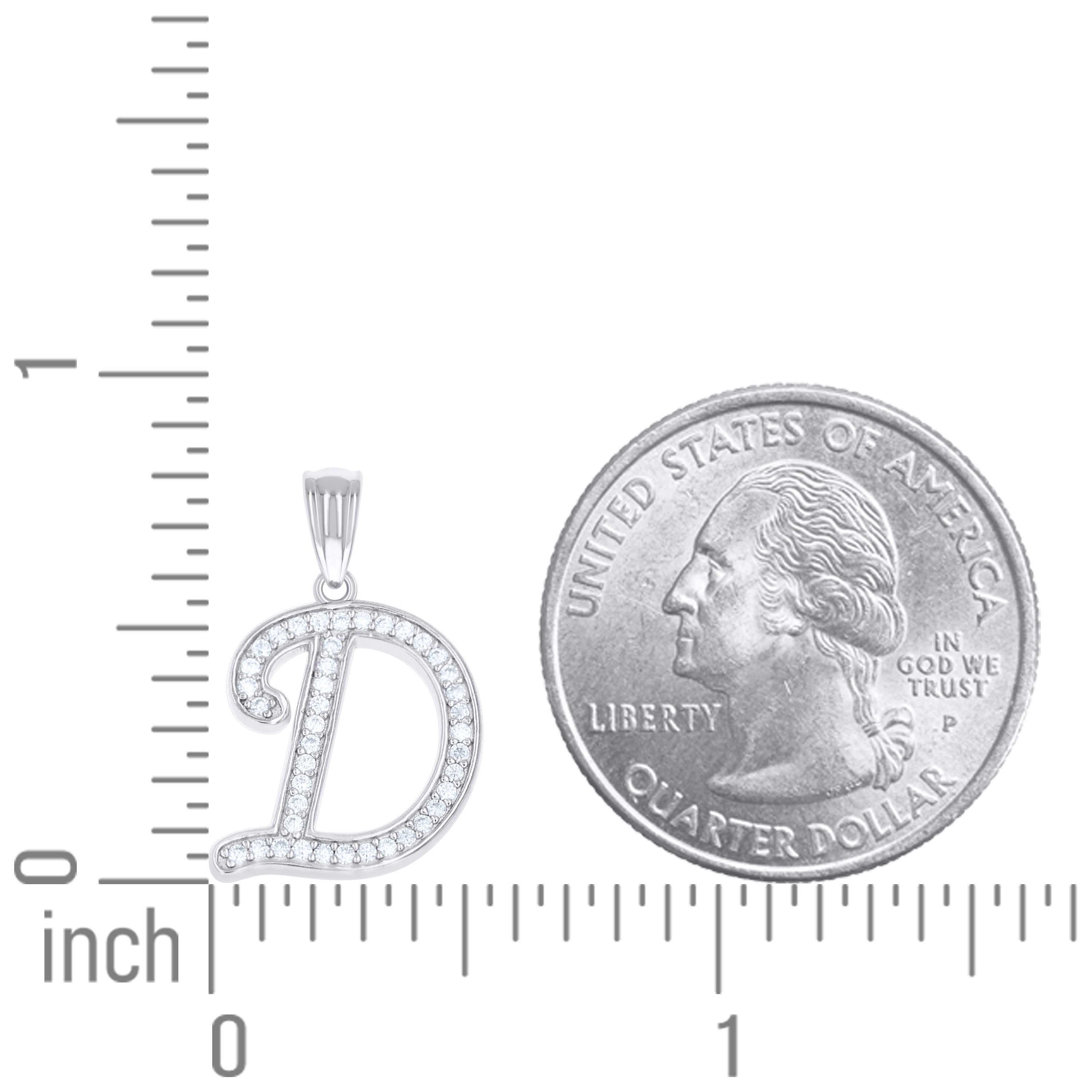 925 Sterling Silver Moissanite Initial "D" Pendant